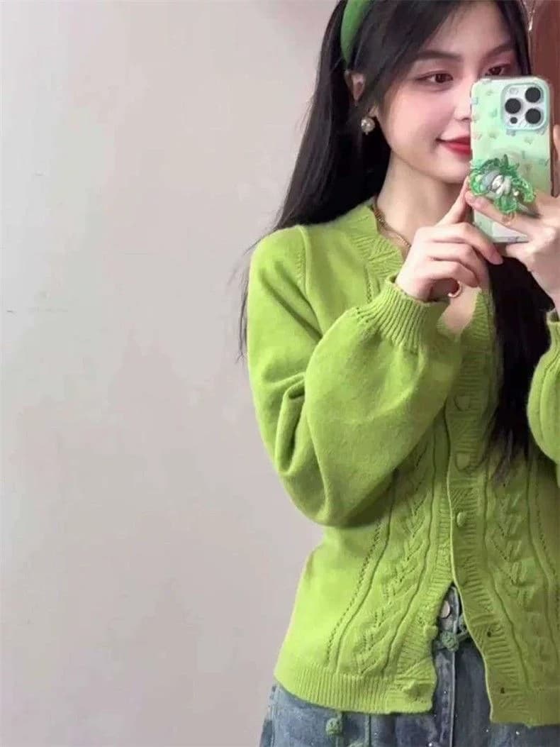 한 부서 조기 봄 착용 가져 가라. 화이트 홀로우 아웃 V넥 니트 스웨터 맨위 몸매 가꾸기 슬림해 보이는 외부 가져 가라. 스웨터 카디건 코트 상세 이미지 6