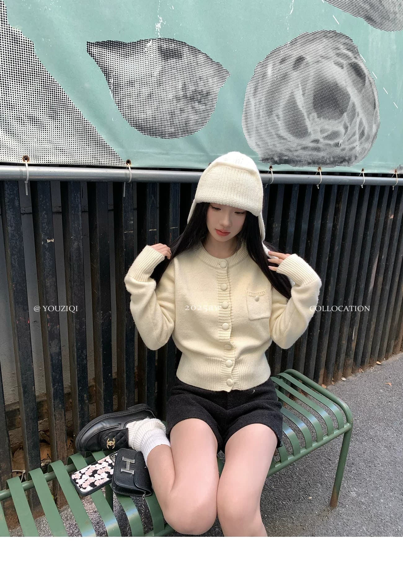 주황색 양모 오픈 가디건 여성 느긋한 센스 라운드 넥 대 단추 긴팔 스웨터 코트 상세 이미지 20