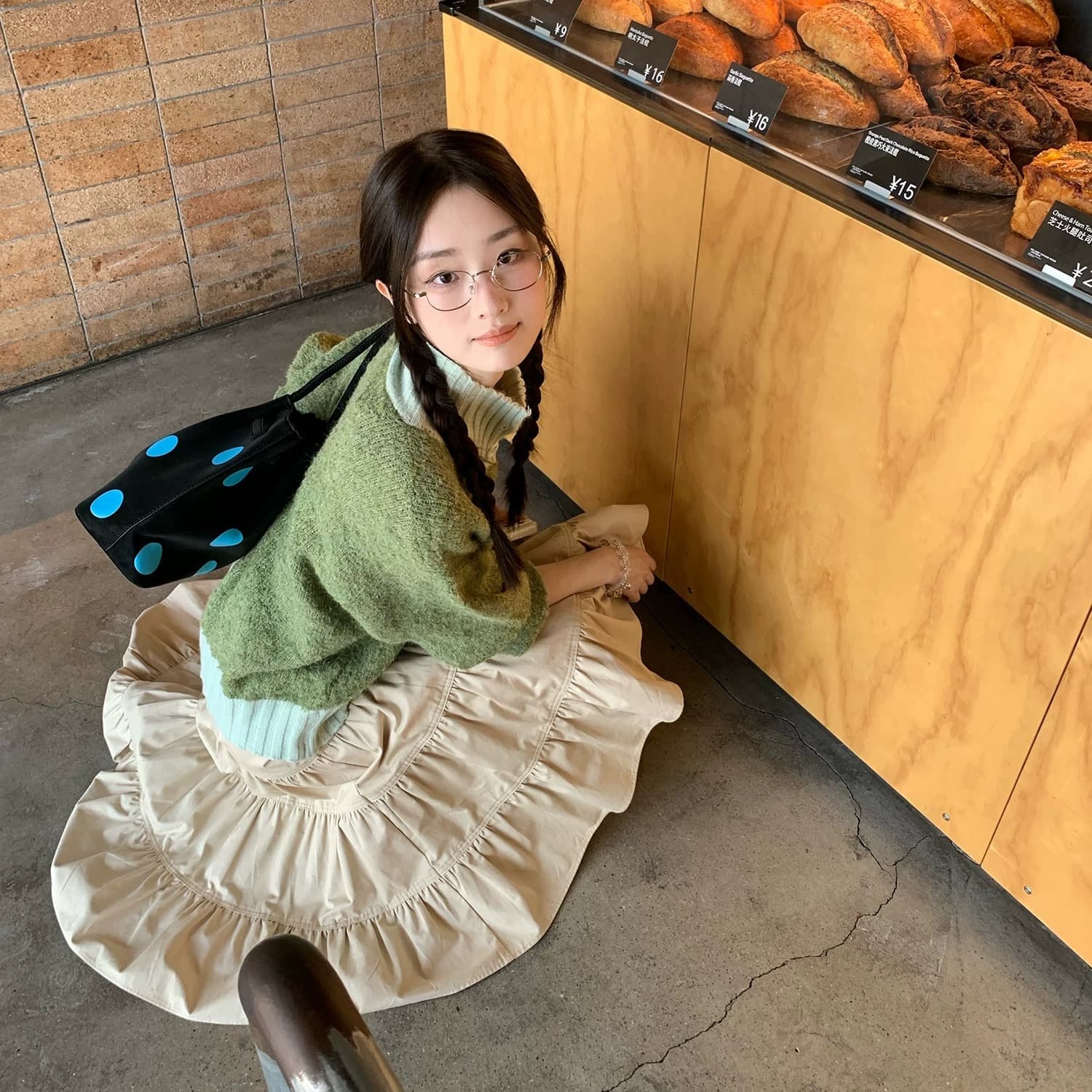 센 부서 소녀 패치워크 색상 스웨터 2026 레트로 배색 스탠드 칼라 단추 쇼트 스타일 니트 카디건 코트 이미지 6
