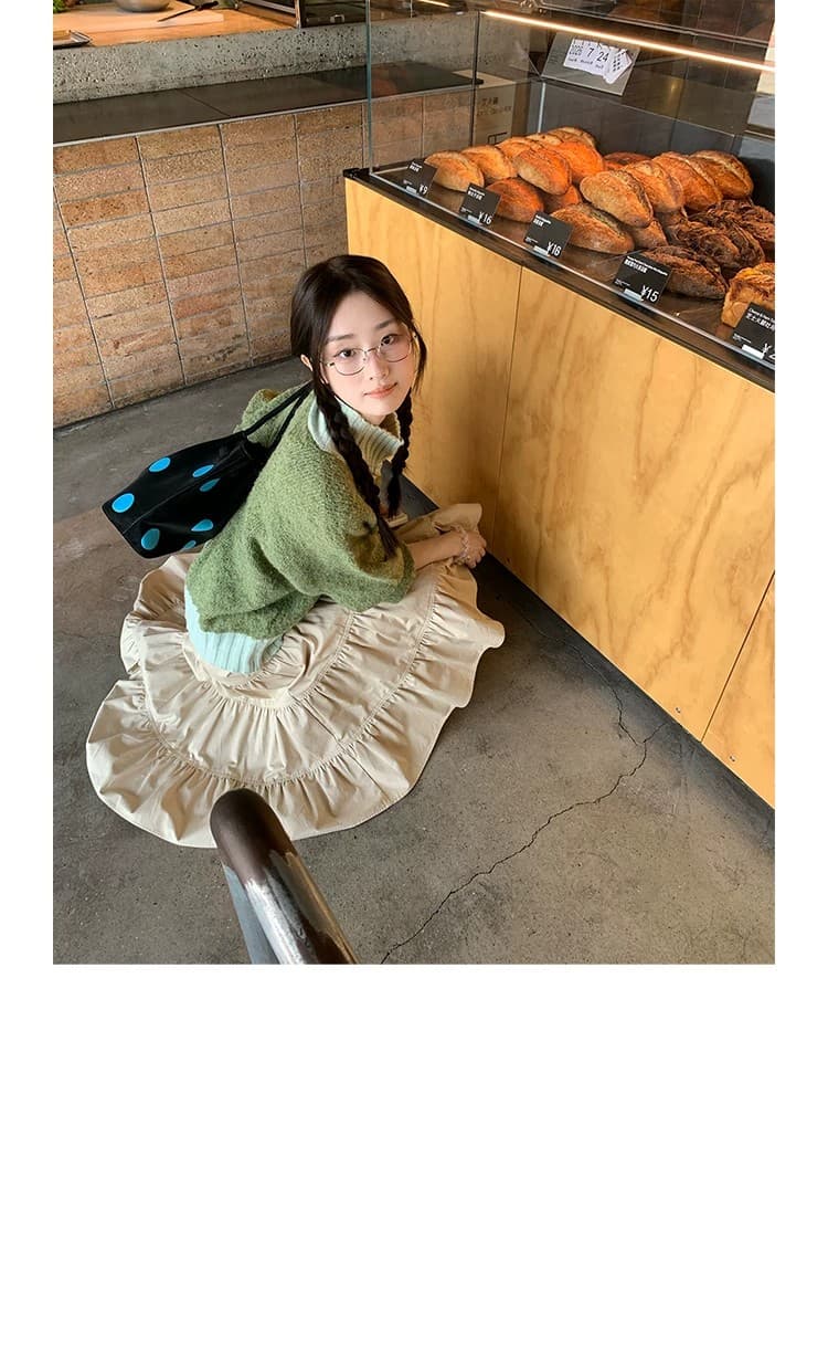 센 부서 소녀 패치워크 색상 스웨터 2026 레트로 배색 스탠드 칼라 단추 쇼트 스타일 니트 카디건 코트 상세 이미지 2