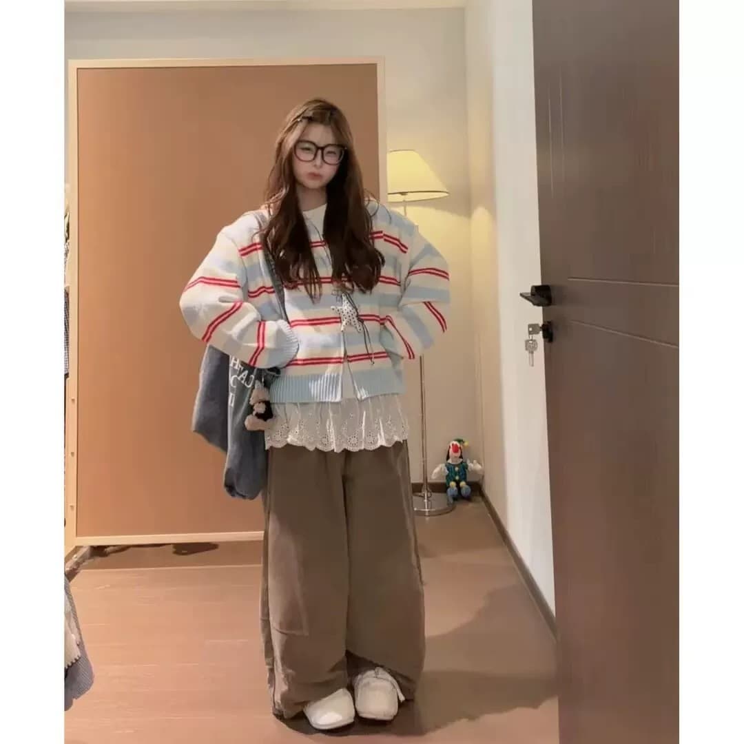 한국 스타일 루즈핏 느긋한 바람 다용도 후드 니트 오픈 가디건 여성 레저 슬림해 보이는 스웨터 코트 켜기 상세 이미지 4