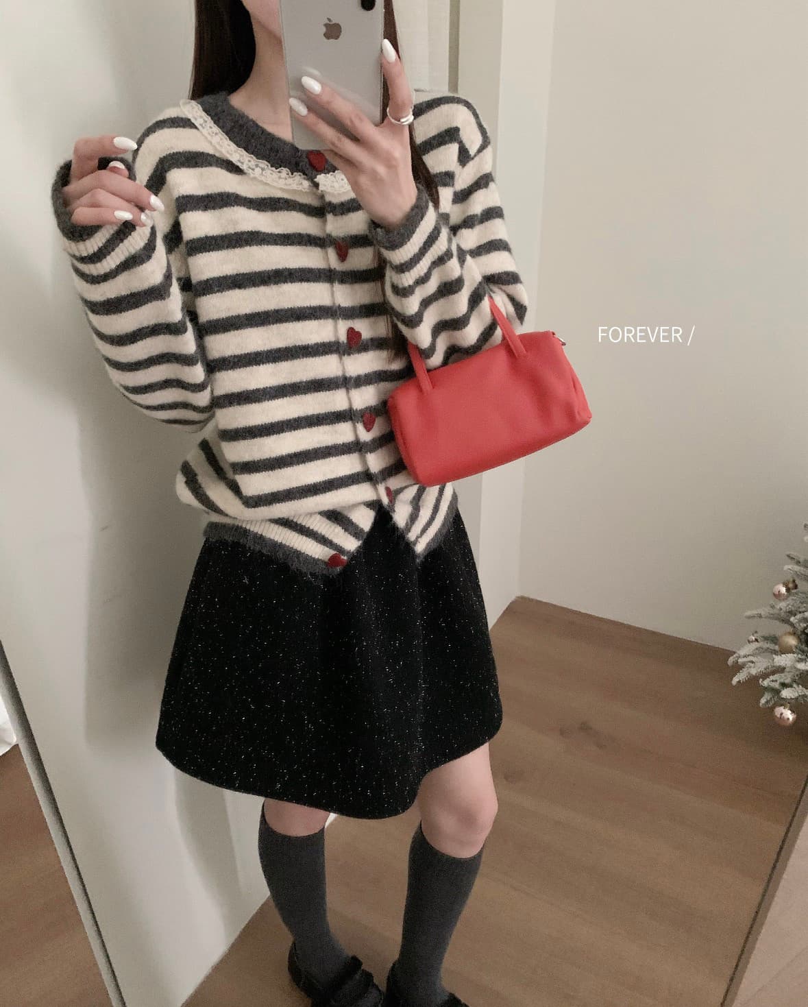 프랑스식 레이스 레이스 칼라 스트라이프 니트 오픈 가디건 레트로 배색 부드러운 찹쌀 쇼트 스타일 다용도 스웨터 코트 여자 상세 이미지 12