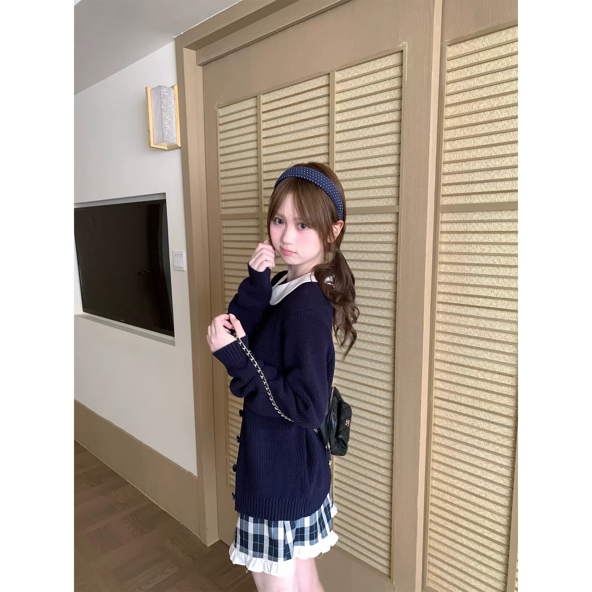구멍 사실 귀 찮 나 느긋한 느슨함 센스 니트 오픈 가디건 여성 코트 가을 라운드 넥 품격 미니멀리즘 고급 센스 맨위 이미지 5