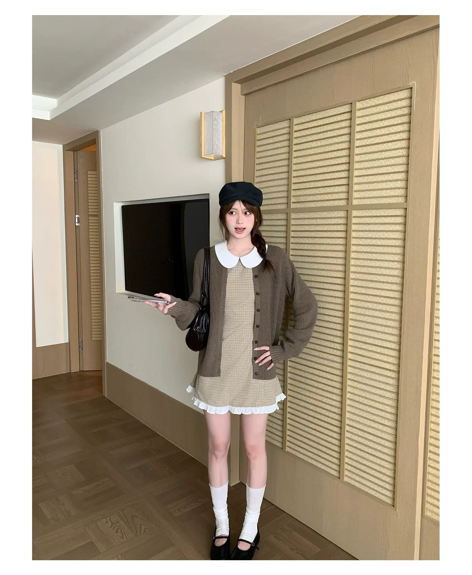 구멍 사실 귀 찮 나 느긋한 느슨함 센스 니트 오픈 가디건 여성 코트 가을 라운드 넥 품격 미니멀리즘 고급 센스 맨위 상세 이미지 34