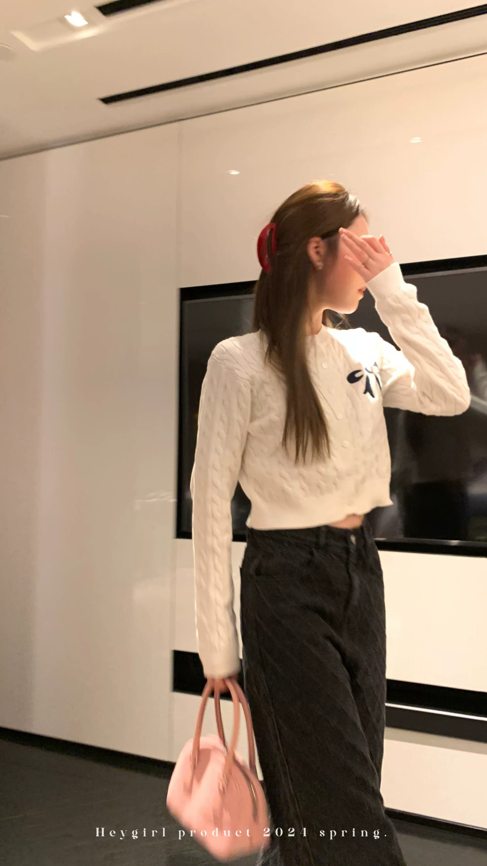 작은 키 에디션 봄과 가을 꽈배기 학원 새로운 라운드 넥 나비 매듭 쇼트 스타일 재킷 자수 긴팔 니트 스웨터 상세 이미지 15