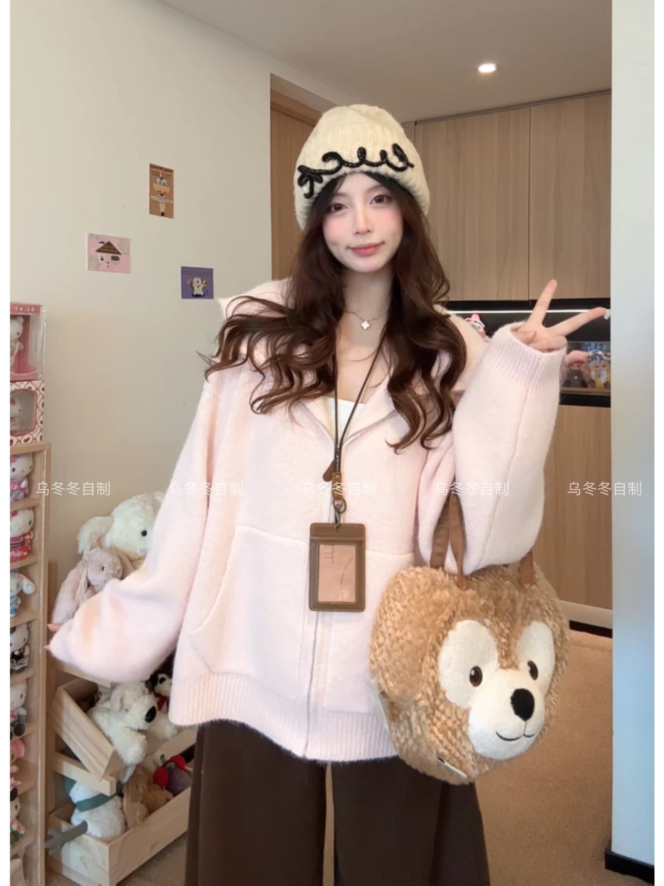 프랑스식 레트로 스타일 지퍼 후드 스웨터 여성 코트 가을 겨울 2026 새로운 플러스 두껍고 부드러운 찹쌀 니트 오픈 가디건 맨위