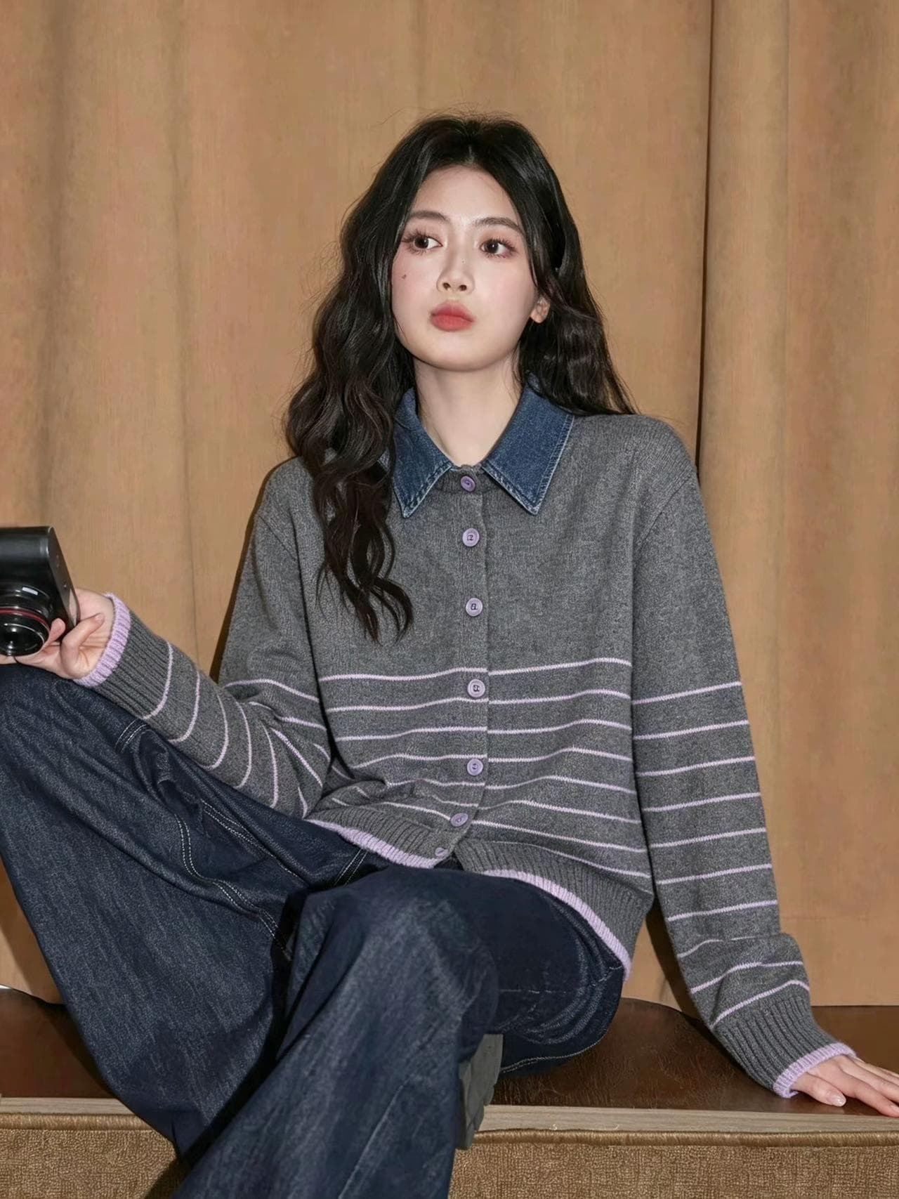 가을과 겨울 스웨터 슬림해 보이는 니트 스웨터 느슨함 센스 디자인 센스 루즈핏 슬림해 보이는 맨위 이미지 4