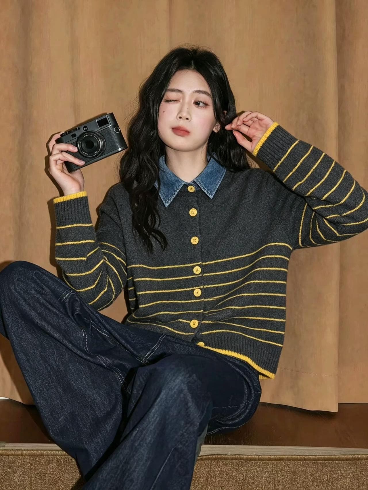 가을과 겨울 스웨터 슬림해 보이는 니트 스웨터 느슨함 센스 디자인 센스 루즈핏 슬림해 보이는 맨위 상세 이미지 2
