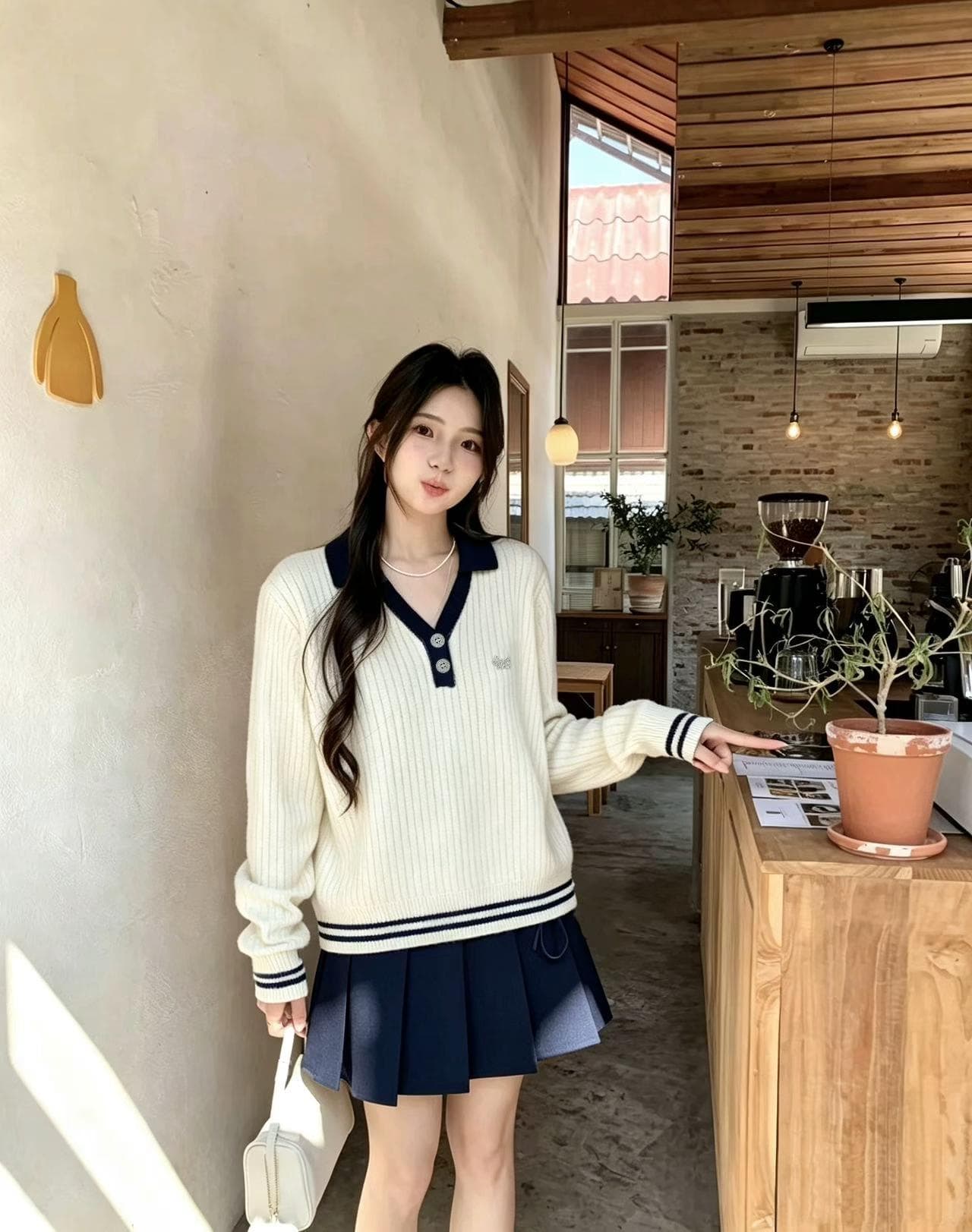 가을 의상 디자인 센스 작은 대중 POLO 칼라 만나는 니트 스웨터 여자 2026 새로운 올해 인기 ~ 중 폭발 여성 의류 이미지 3