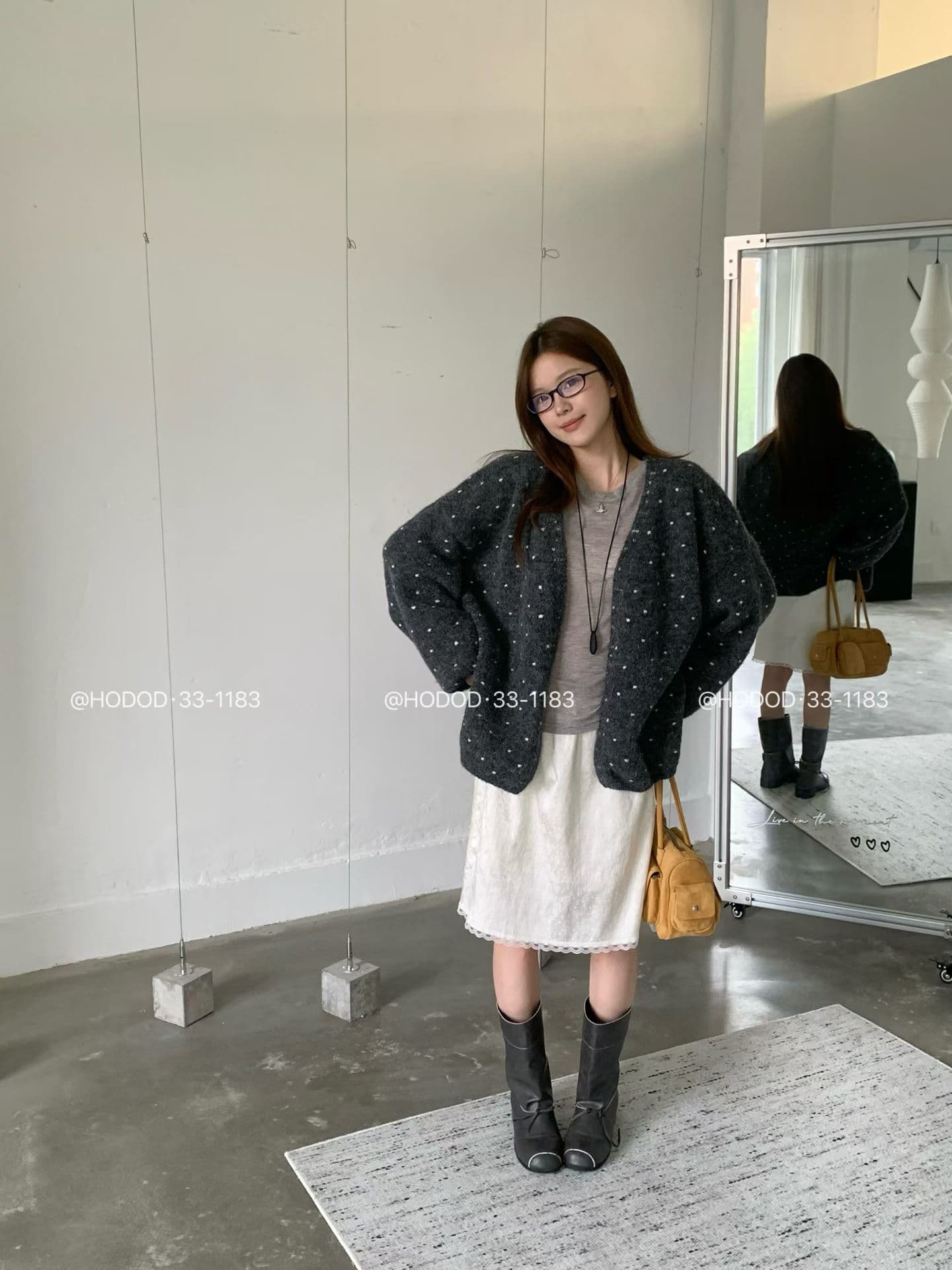 한 부서 레트로 연인 바람 도트 무늬 디자인 센스 스웨터 여자 V넥 루즈핏 품격 니트 재킷 패션 다용도 상세 이미지 7