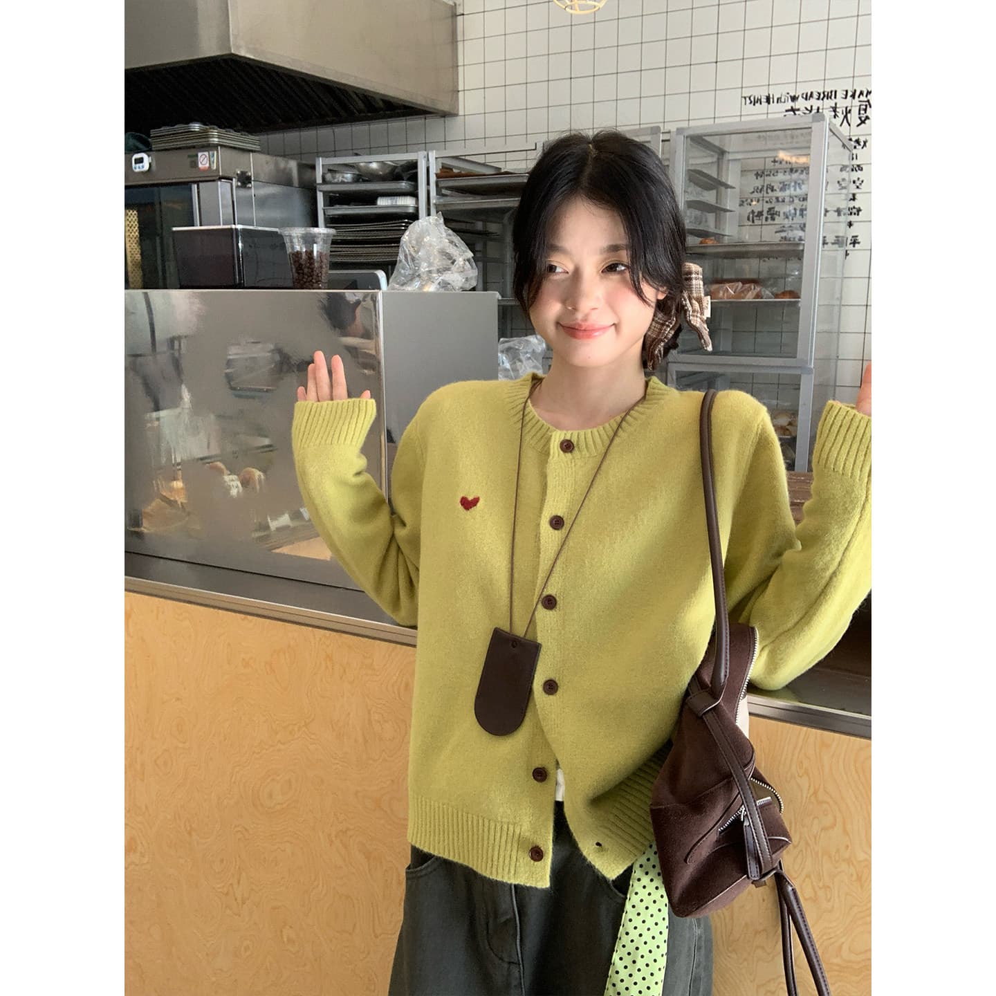 송 긍정적 인 En 보라색 스웨터 오픈 가디건 여성 코트 가을 새로운 외출용 캐주얼 루즈핏 슬림해 보이는 긴팔 니트 맨위 이미지 5