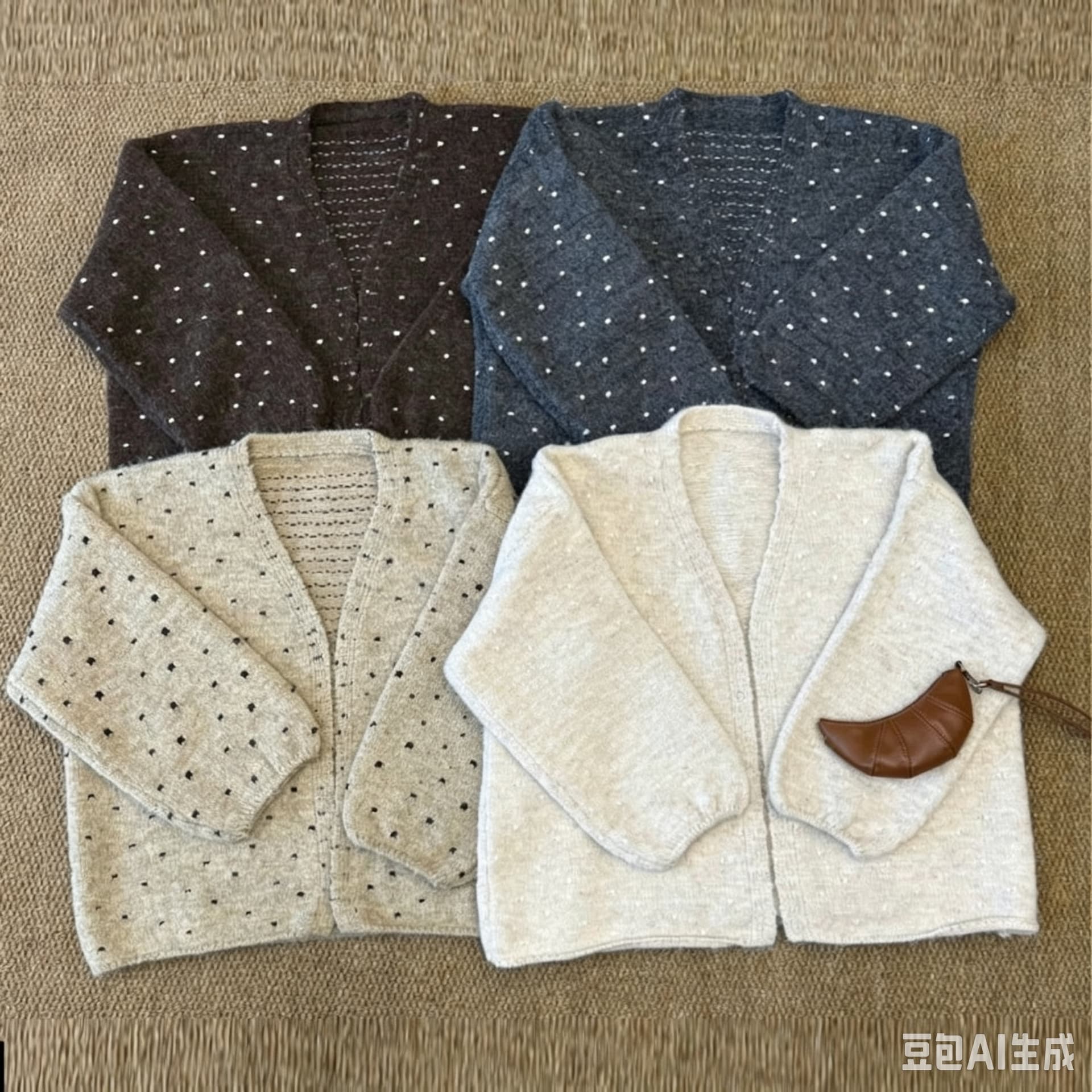 원본 가을 겨울 분위기 센스 레트로 도트 무늬 벌룬 소매 니트 오픈 가디건 여성 느긋한 바람 슬림해 보이는 다용도 스웨터 코트 상세 이미지 6