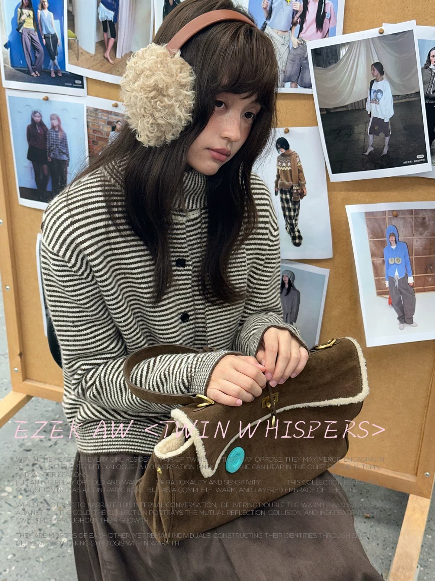 블랙 화이트 포인트 북극 플러시 니트 스웨터 오픈 가디건 스웨터 여자 이른 가을 레트로 캐주얼 루즈핏 느긋한 재킷 맨위 이미지 4