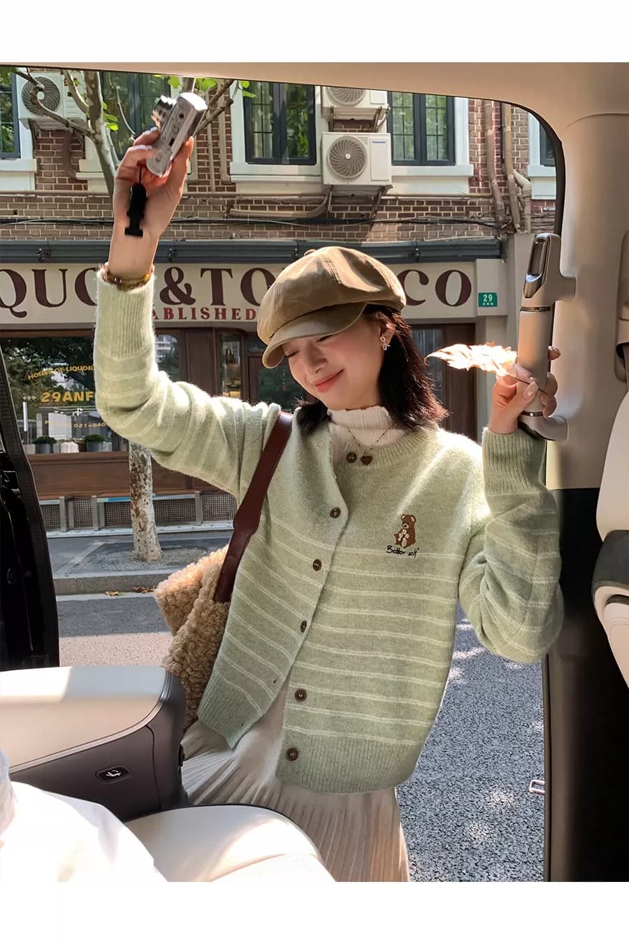 한 부서 포함 양모 자수 스웨터 여성 코트 가을 겨울 느긋한 바람 캐주얼 오픈 가디건 상세 이미지 6