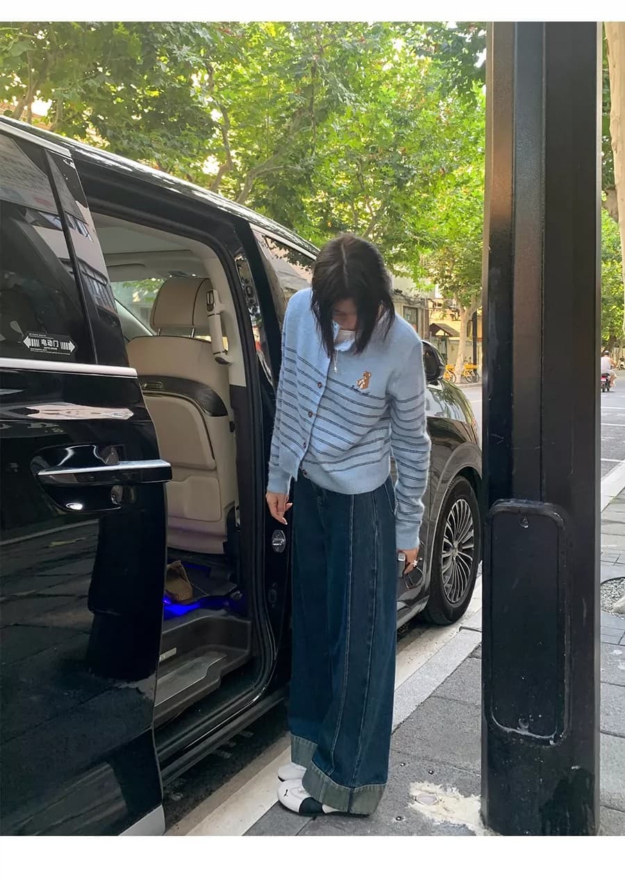 한 부서 포함 양모 자수 스웨터 여성 코트 가을 겨울 느긋한 바람 캐주얼 오픈 가디건 상세 이미지 27