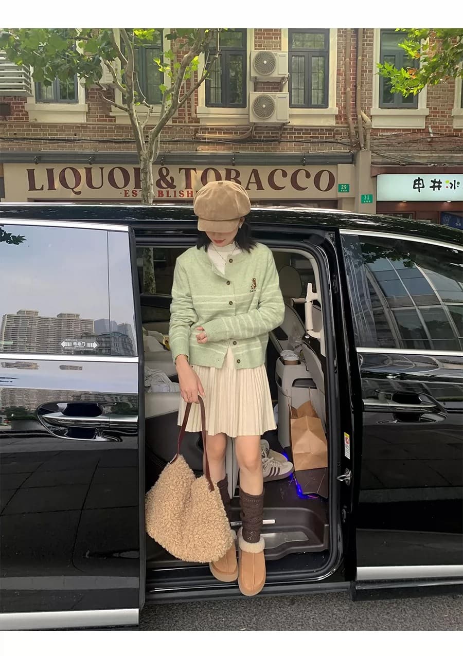 한 부서 포함 양모 자수 스웨터 여성 코트 가을 겨울 느긋한 바람 캐주얼 오픈 가디건 상세 이미지 31