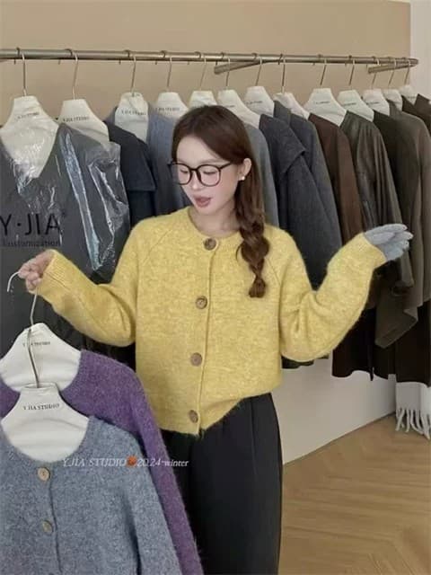 한 부서 루즈핏 다용도 느긋한 바람 니트 스웨터 오픈 가디건 미니멀리즘 캐주얼 부드러운 찹쌀 연령 감소 맨위 재킷 달콤함 여성 상세 이미지 12