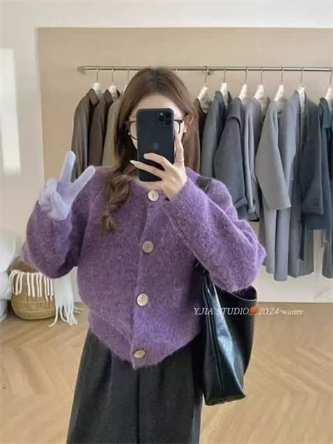 한 부서 루즈핏 다용도 느긋한 바람 니트 스웨터 오픈 가디건 미니멀리즘 캐주얼 부드러운 찹쌀 연령 감소 맨위 재킷 달콤함 여성 상세 이미지 15