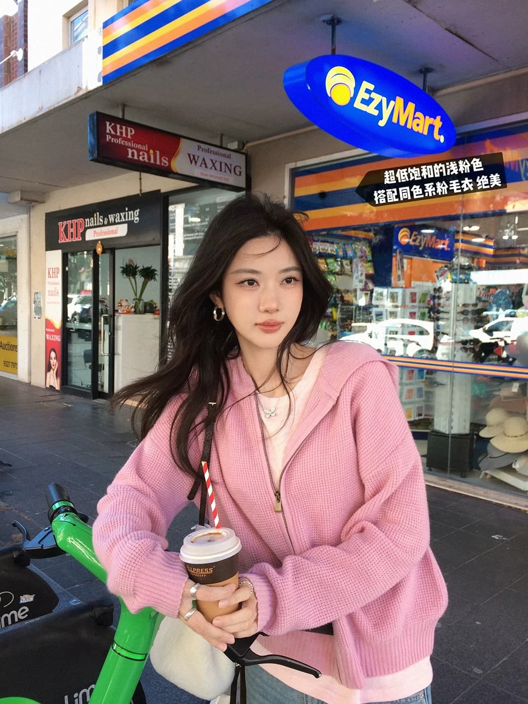 루즈핏 슬림해 보이는 3 차원 후아 남편 그리드 후드 오픈 가디건 여성 레저 다용도 양모 재킷 이미지 3