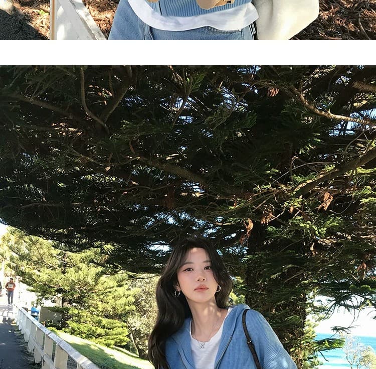 루즈핏 슬림해 보이는 3 차원 후아 남편 그리드 후드 오픈 가디건 여성 레저 다용도 양모 재킷 상세 이미지 38
