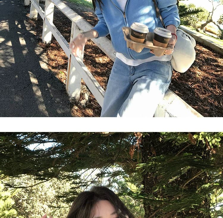 루즈핏 슬림해 보이는 3 차원 후아 남편 그리드 후드 오픈 가디건 여성 레저 다용도 양모 재킷 상세 이미지 39