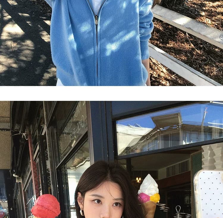 루즈핏 슬림해 보이는 3 차원 후아 남편 그리드 후드 오픈 가디건 여성 레저 다용도 양모 재킷 상세 이미지 42