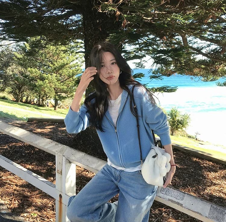 루즈핏 슬림해 보이는 3 차원 후아 남편 그리드 후드 오픈 가디건 여성 레저 다용도 양모 재킷 상세 이미지 47