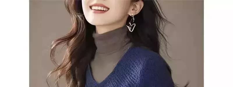 패션 고급 센스 가을 겨울철 여성 의류 프랑스식 디자인 황산구리 블루 V넥 긴팔 니트 스웨터 상세 이미지 5