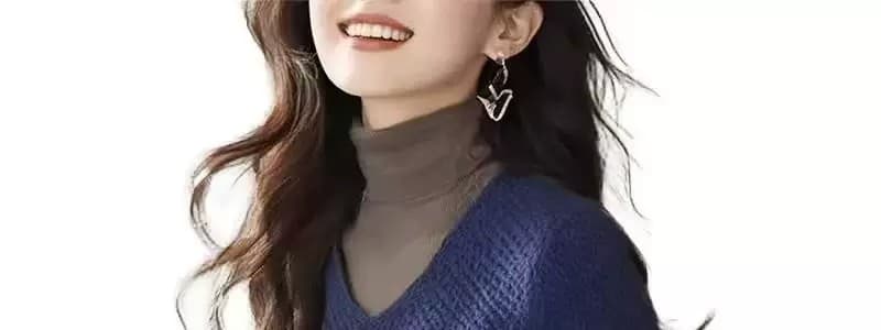 패션 고급 센스 가을 겨울철 여성 의류 프랑스식 디자인 황산구리 블루 V넥 긴팔 니트 스웨터 상세 이미지 8