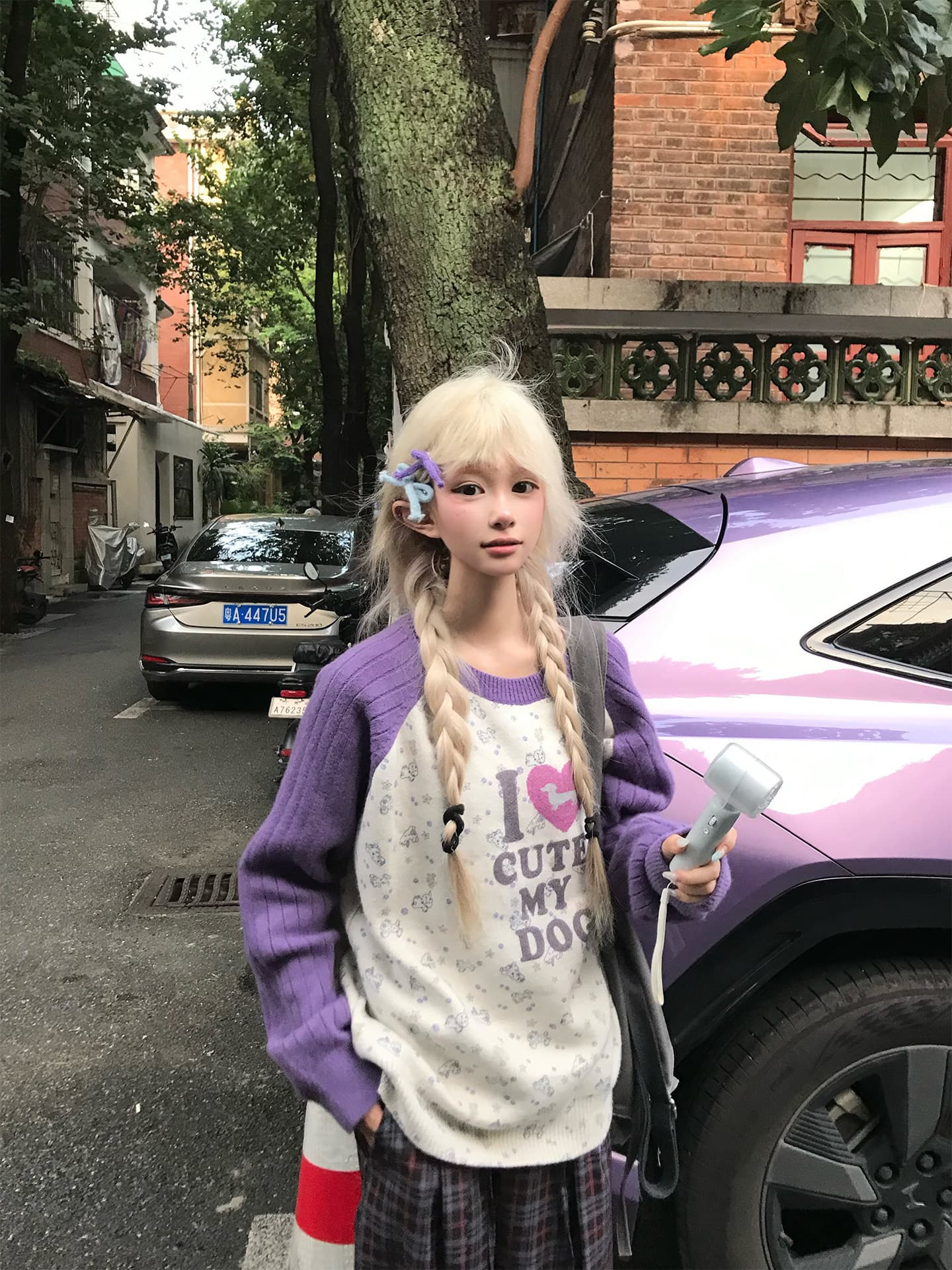 아메리칸 느긋한 바람 하트 강아지 패치워크 색상 긴팔 니트 스웨터 남녀 가을 루즈핏 다용도 풀오버 털 셔츠 상세 이미지 3