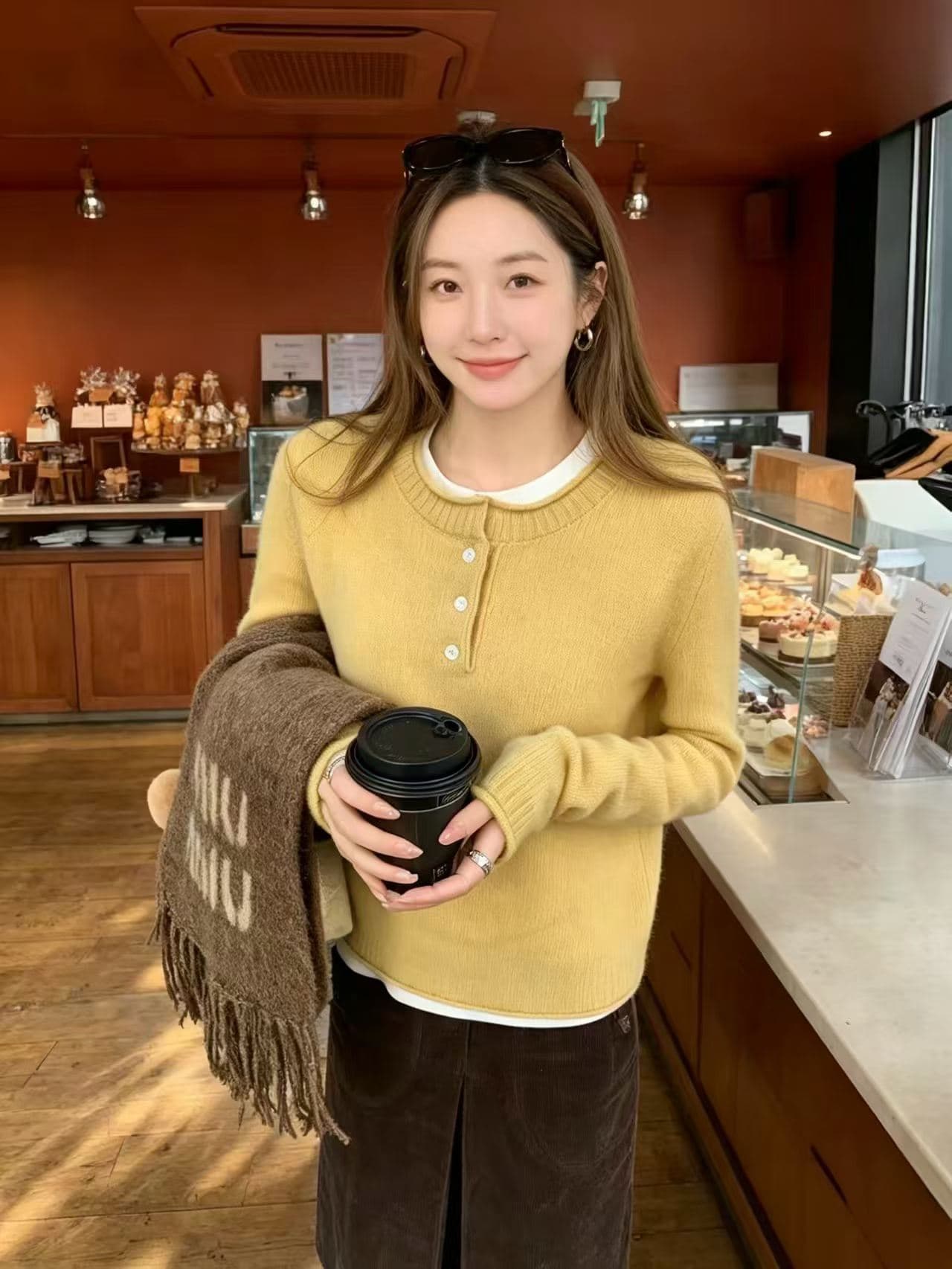 따뜻한 겨울 도파민 가을 겨울 새로운 라운드 넥 반 개방 버클 니트 스웨터 켜기 이미지 2