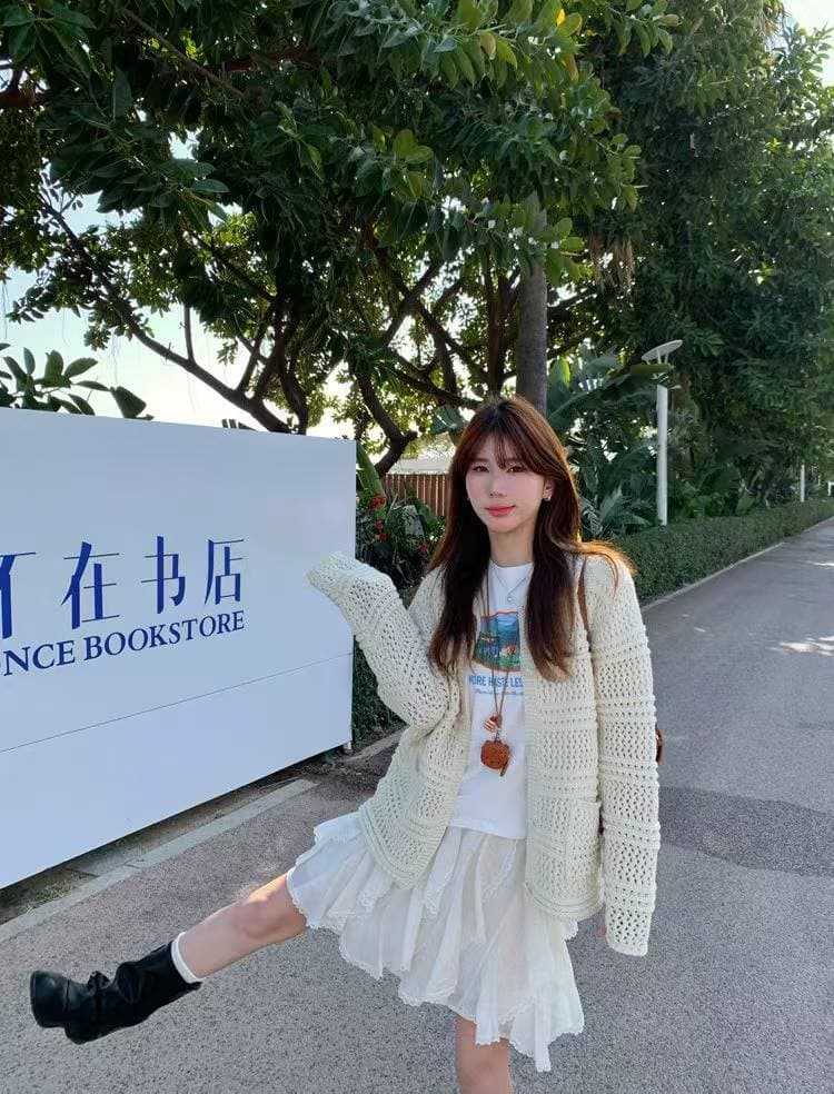 가을과 겨울 니트 순양모 오픈 가디건 여성 라운드 넥 작은 샤넬 스타일 루즈핏 아름다움 폭발 스웨터 코트 술 니트 맨위 상세 이미지 5