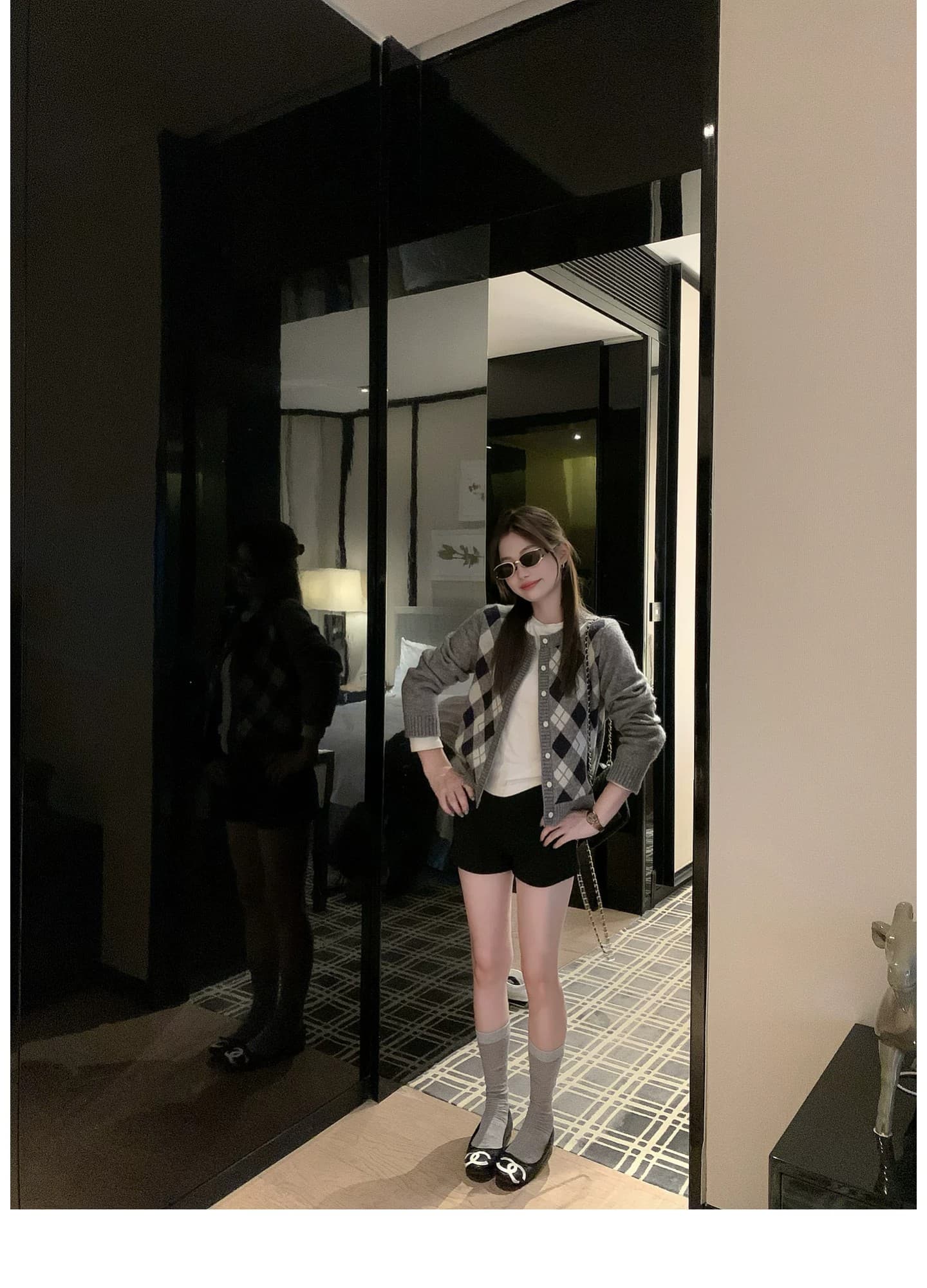 한 부서 링 그리드 니트 오픈 가디건 여성 가을 라운드 넥 스웨터 코트 레트로 학원 슬림해 보이는 외출용 맨위 상세 이미지 16