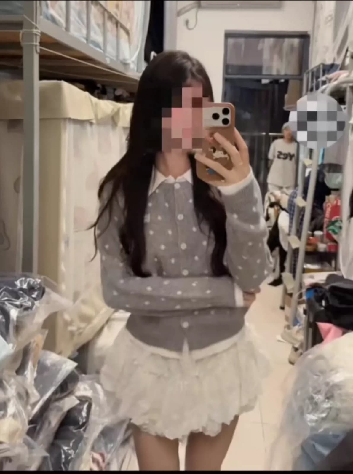 아메리칸 회색 긍정적 인 어깨 POLO 칼라 페이크 레이어드 스웨터 오픈 가디건 여성 코트 가을 겨울 몸매 가꾸기 슬림해 보이는 니트 스웨터 맨위 이미지 3