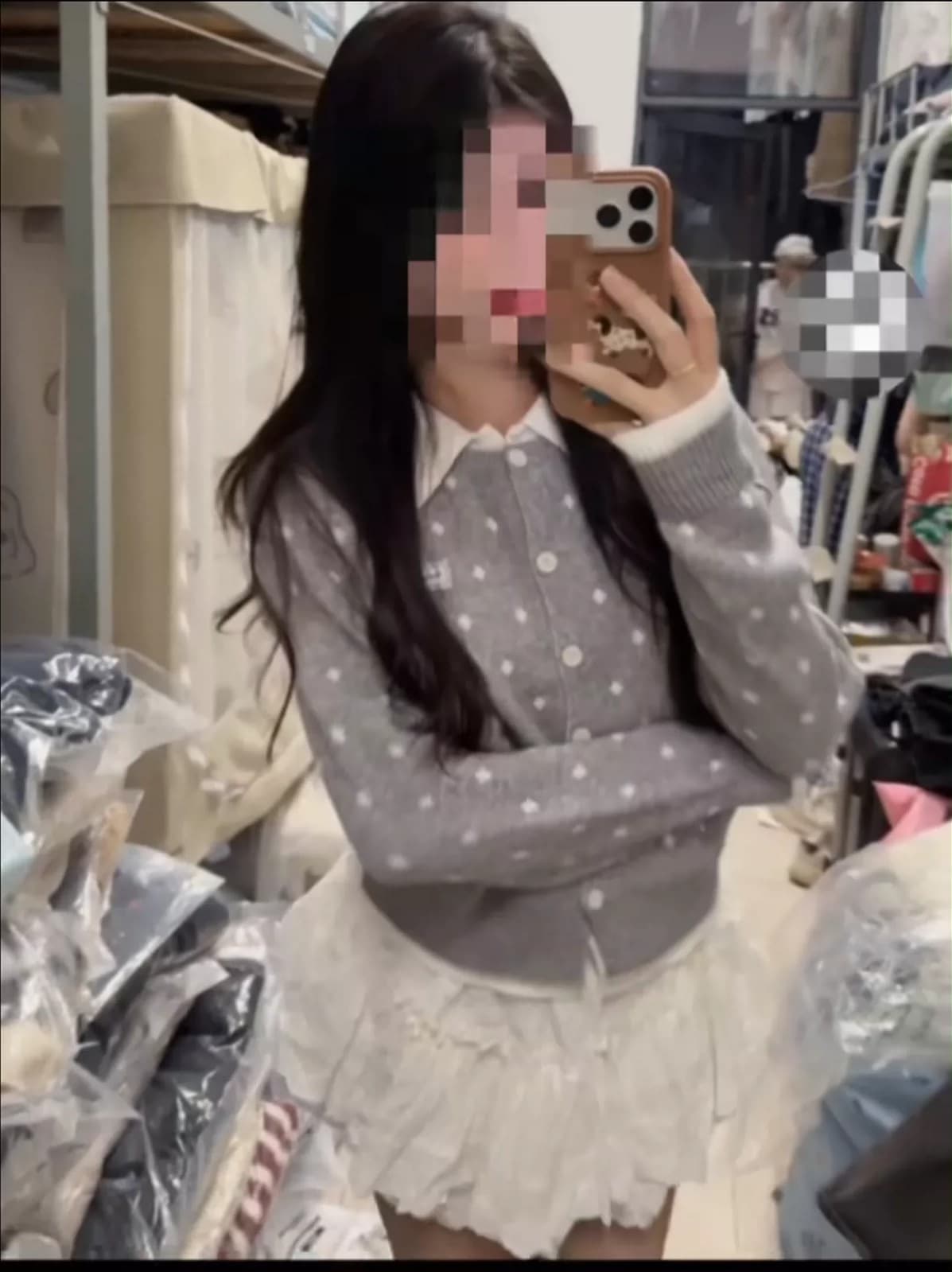 아메리칸 회색 긍정적 인 어깨 POLO 칼라 페이크 레이어드 스웨터 오픈 가디건 여성 코트 가을 겨울 몸매 가꾸기 슬림해 보이는 니트 스웨터 맨위 상세 이미지 9
