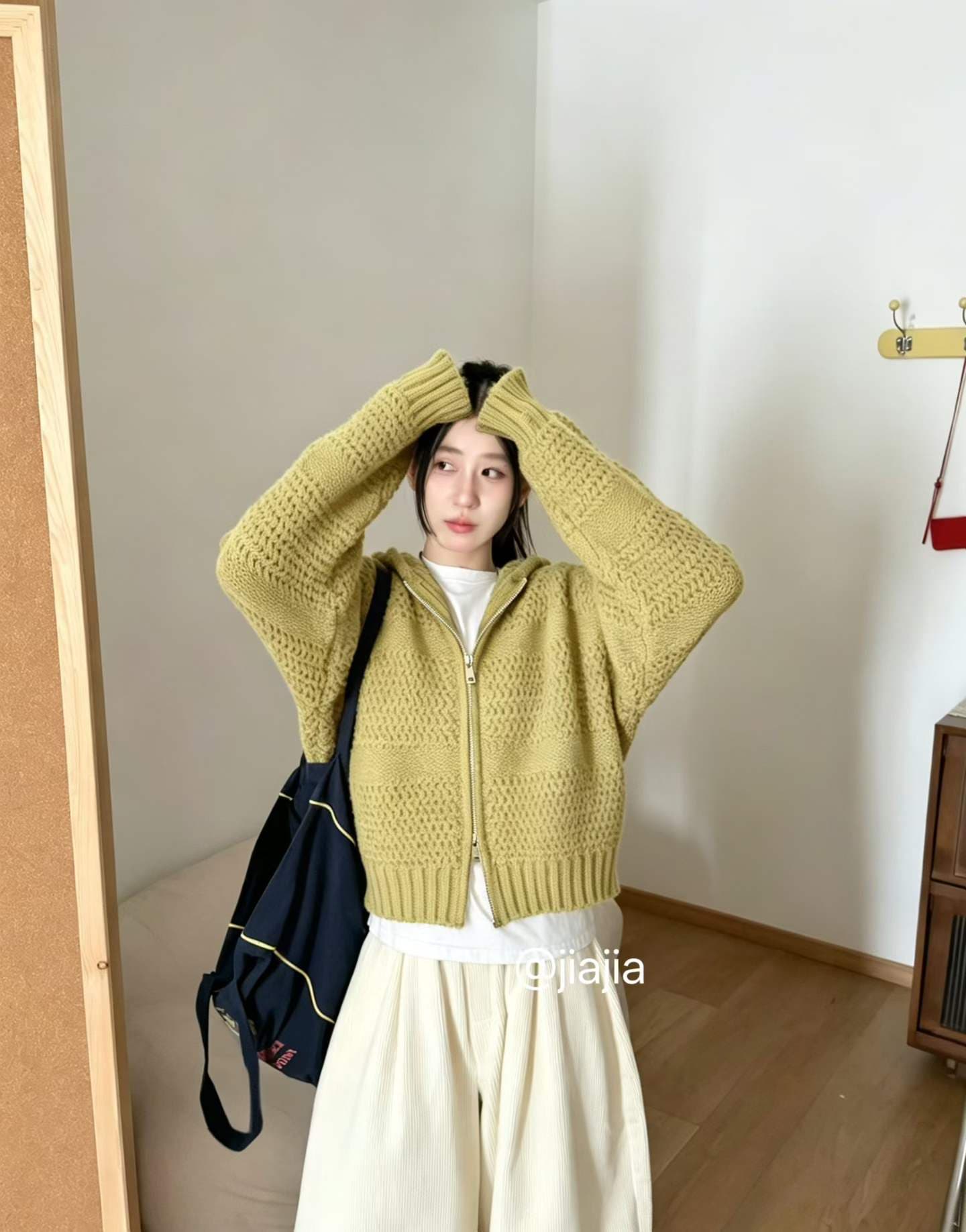 한국 물결무늬 곡물 디자인 센스 패션 다용도 두꺼운 털실 지퍼 니트 오픈 가디건 여성 가을 겨울 두꺼운 스웨터 코트