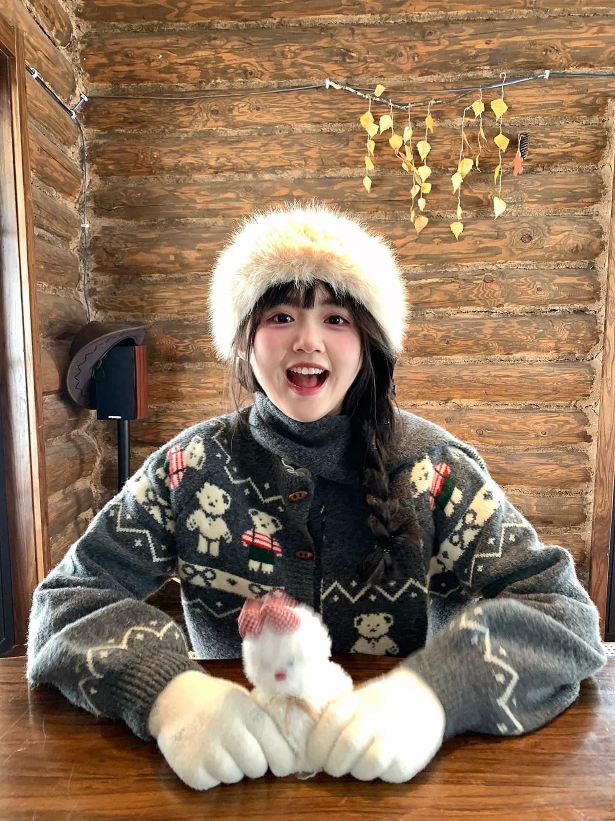 대 말더듬기 다우 시시 크리스마스 착용 가져 가라. 작은 곰 스웨터 여성 겨울 마이크로 지방 mm 빅 사이즈 공정한 섬 바람 니트 쇼트 스타일 재킷 상세 이미지 5