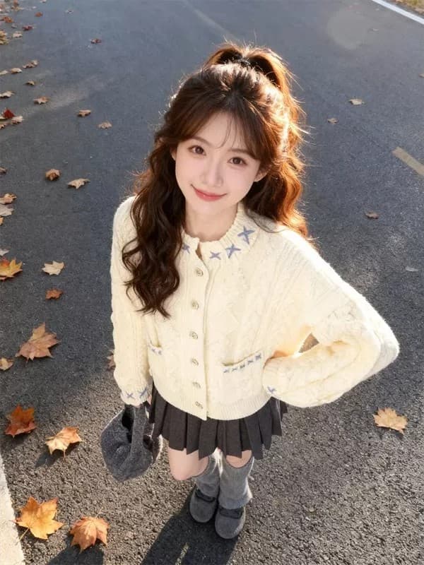 라운드 넥 꽈배기 스웨터 여성 코트 가을 겨울 2026 가을 겨울 새로운 루즈핏 느긋한 바람 니트 오픈 가디건 외출용 맨위 이미지 3