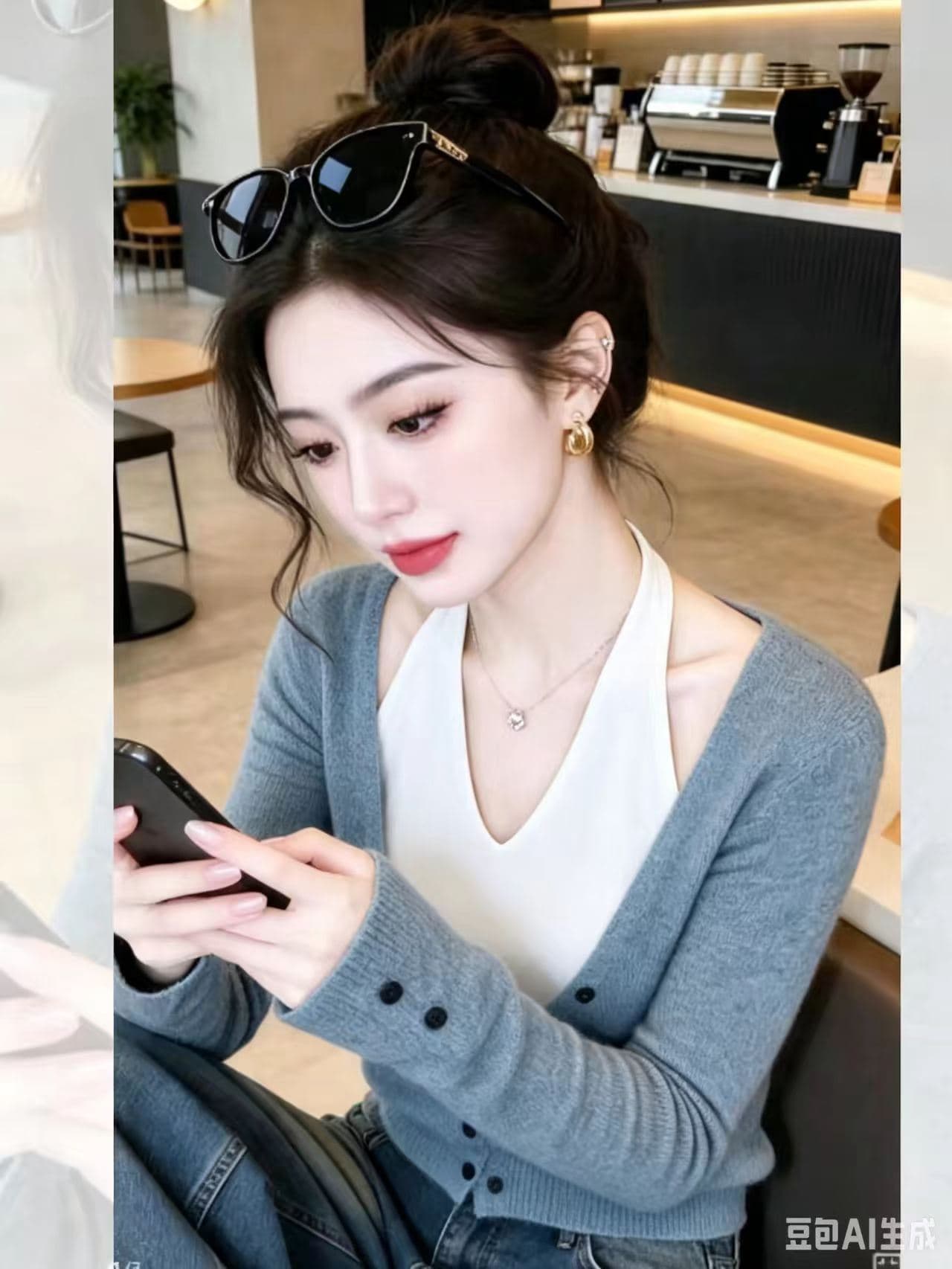 고급 센스 자이언트 잘 생긴 작은 대중 아니요 명중 섹션 맨위 겨울 프랑스식 디자인 센스 페이크 레이어드 행침 목 니트 스웨터 이미지 5