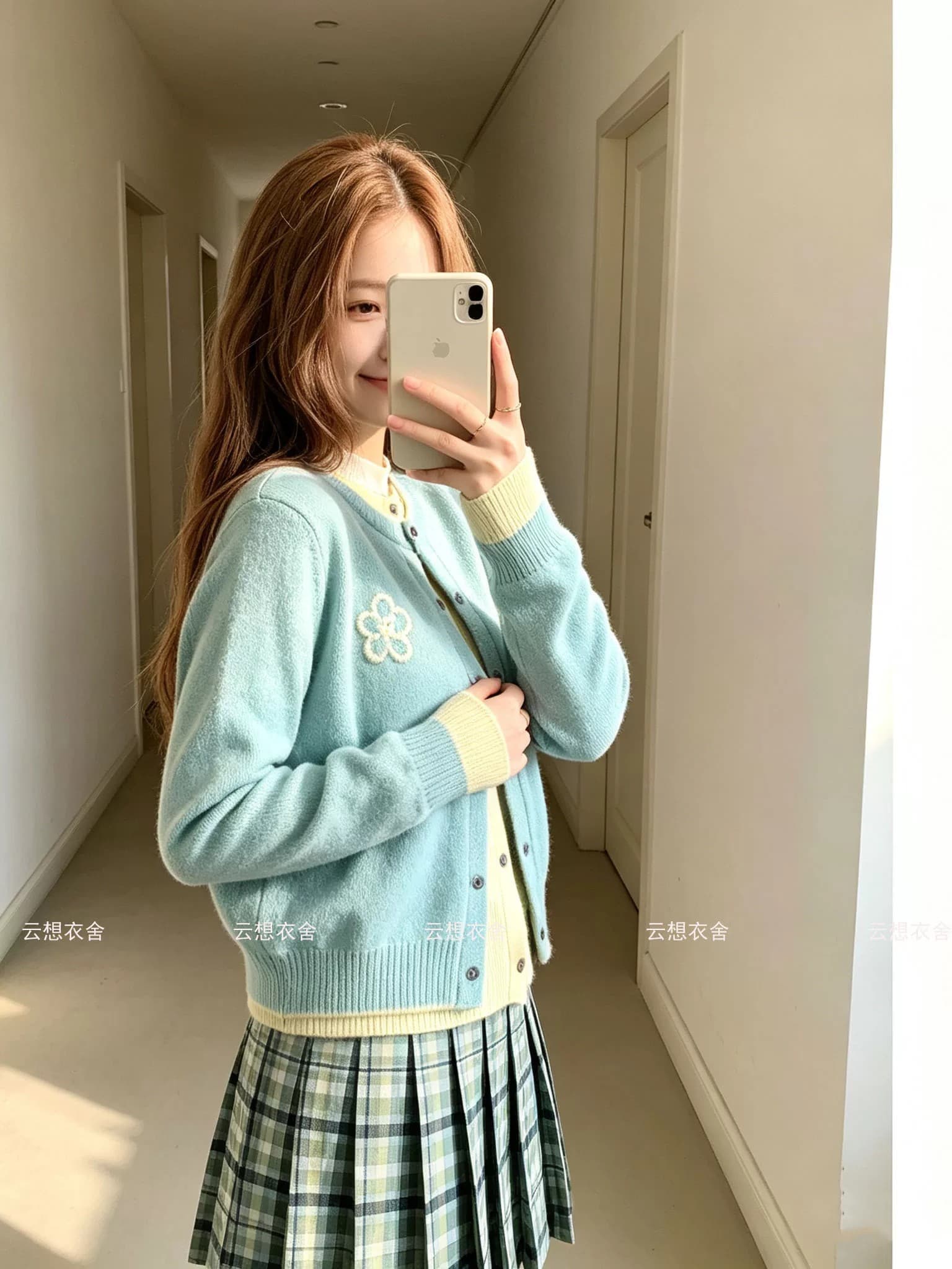 한 부서 느긋한 센스 이른 가을 배색 페이크 레이어드 스웨터 오픈 가디건 여성 가을 새로운 인사이드 가져 가라. 수 있습니다. 외출용 니트 스웨터 재킷 이미지 2