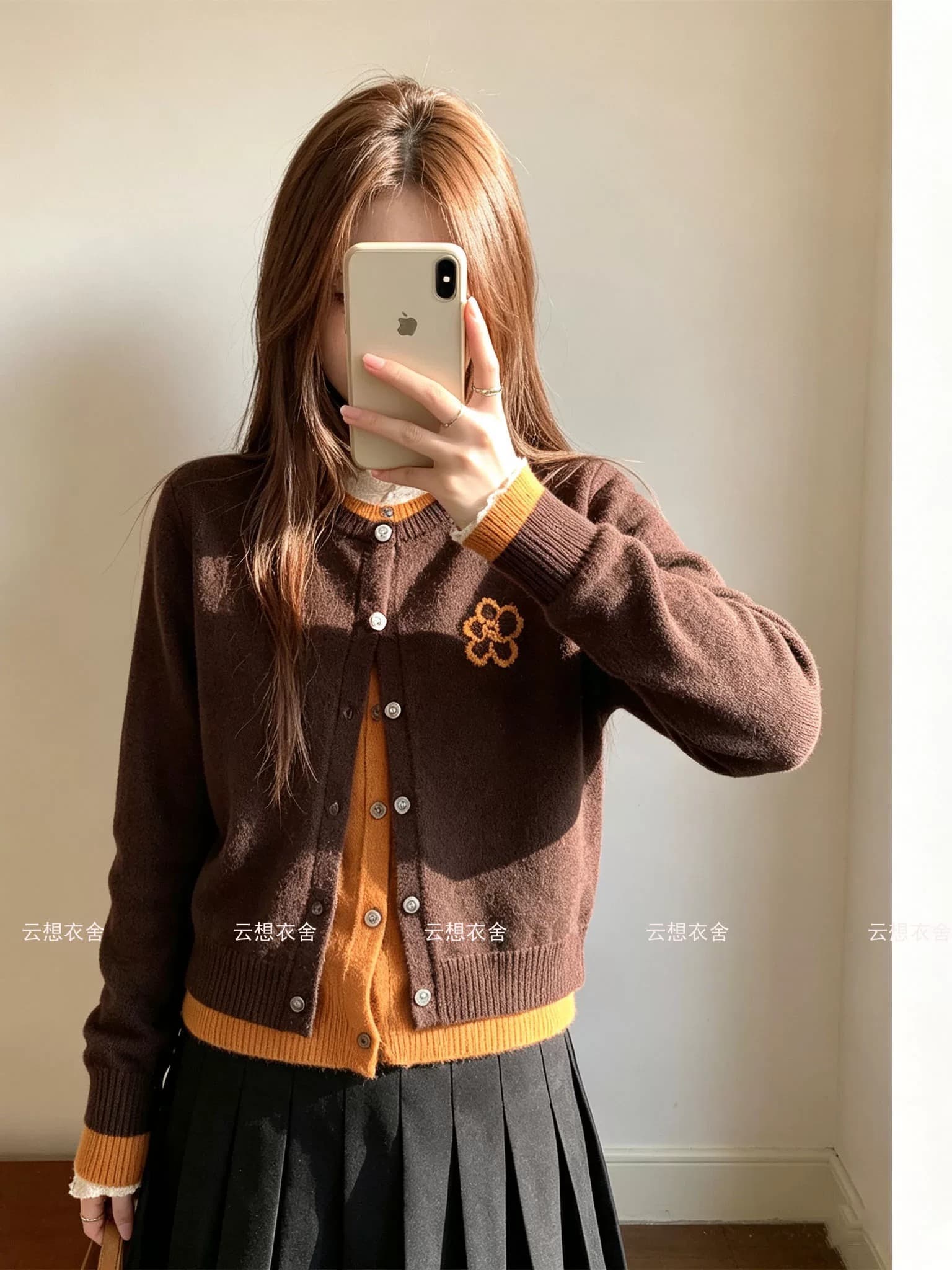 한 부서 느긋한 센스 이른 가을 배색 페이크 레이어드 스웨터 오픈 가디건 여성 가을 새로운 인사이드 가져 가라. 수 있습니다. 외출용 니트 스웨터 재킷 이미지 3