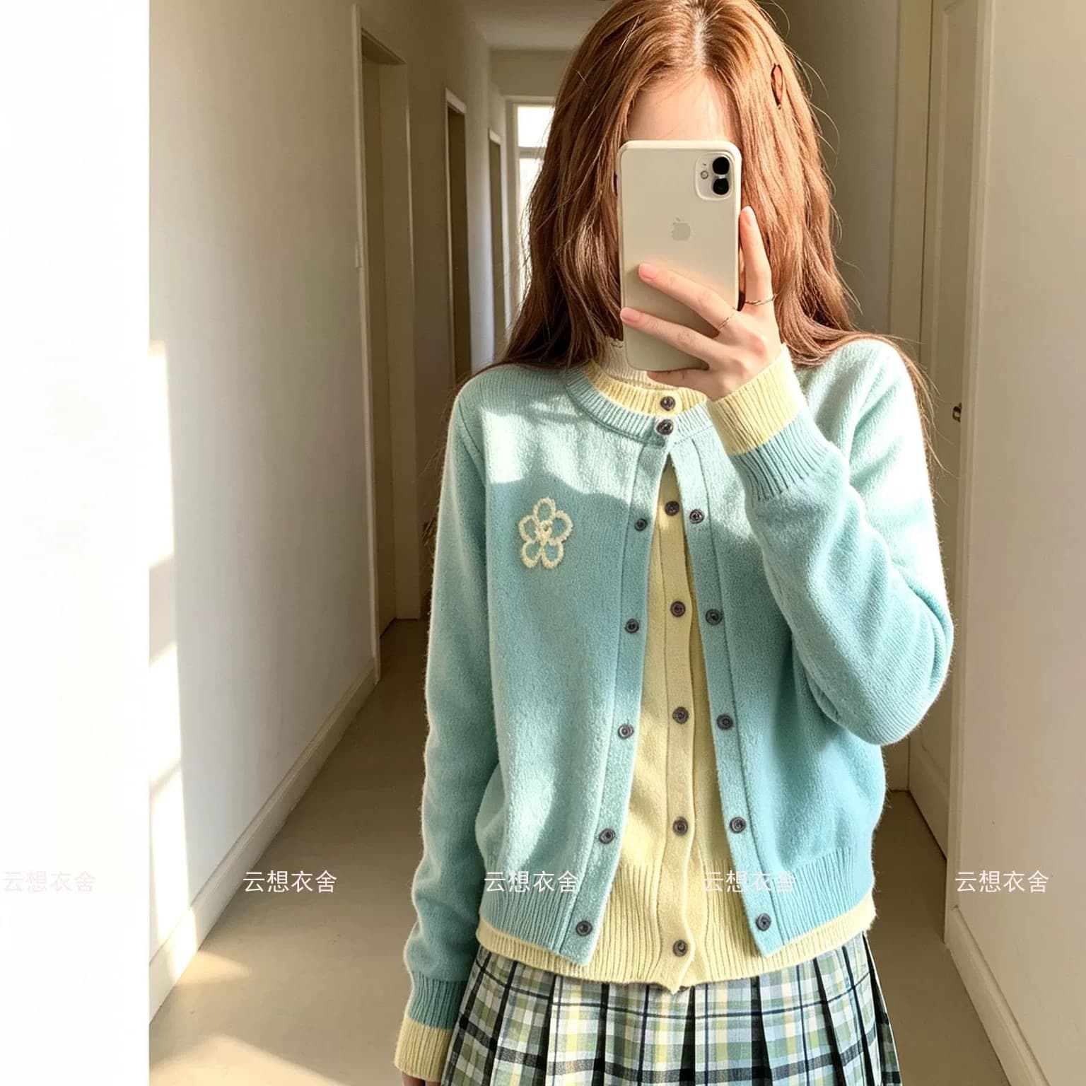 한 부서 느긋한 센스 이른 가을 배색 페이크 레이어드 스웨터 오픈 가디건 여성 가을 새로운 인사이드 가져 가라. 수 있습니다. 외출용 니트 스웨터 재킷 이미지 6