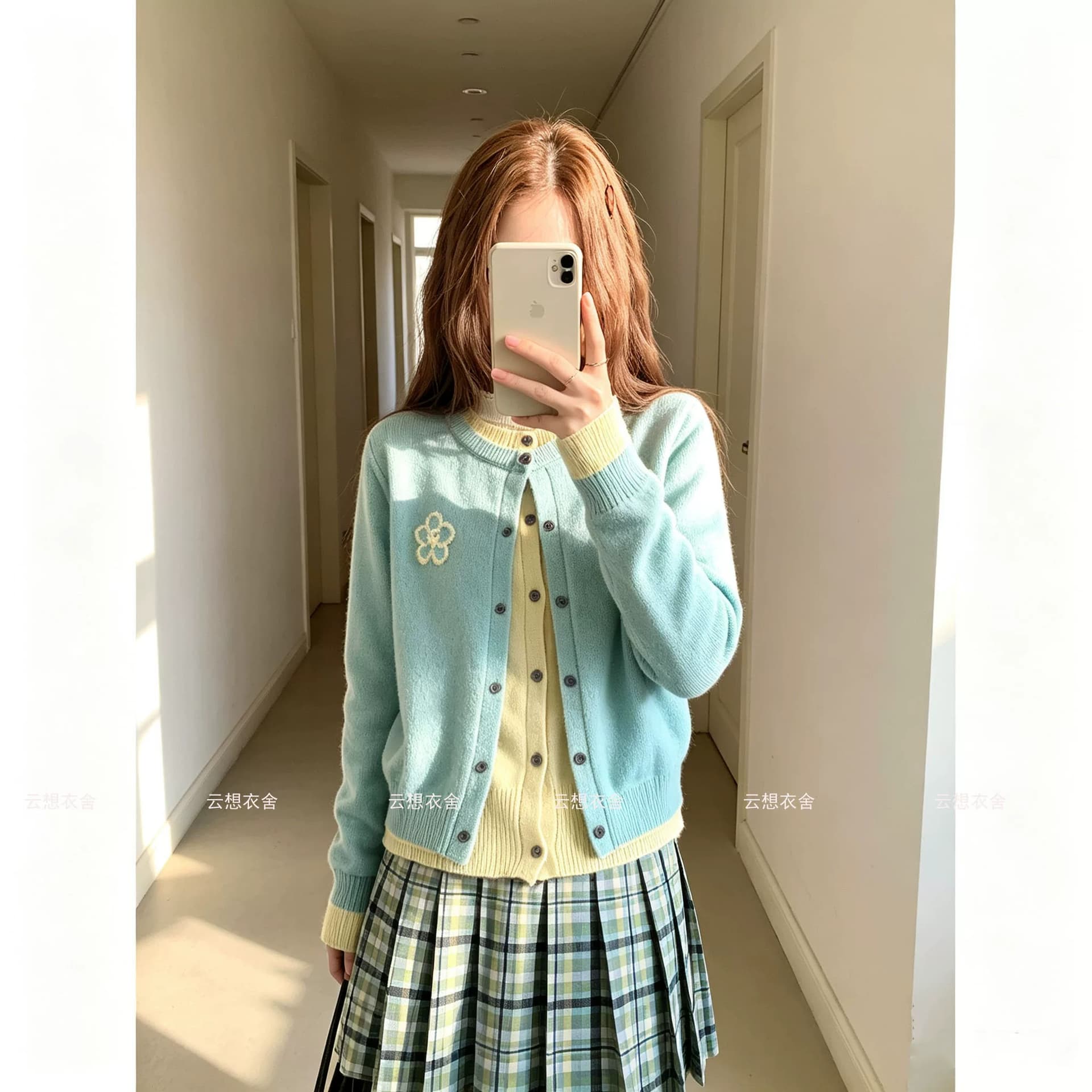 한 부서 느긋한 센스 이른 가을 배색 페이크 레이어드 스웨터 오픈 가디건 여성 가을 새로운 인사이드 가져 가라. 수 있습니다. 외출용 니트 스웨터 재킷 상세 이미지 2