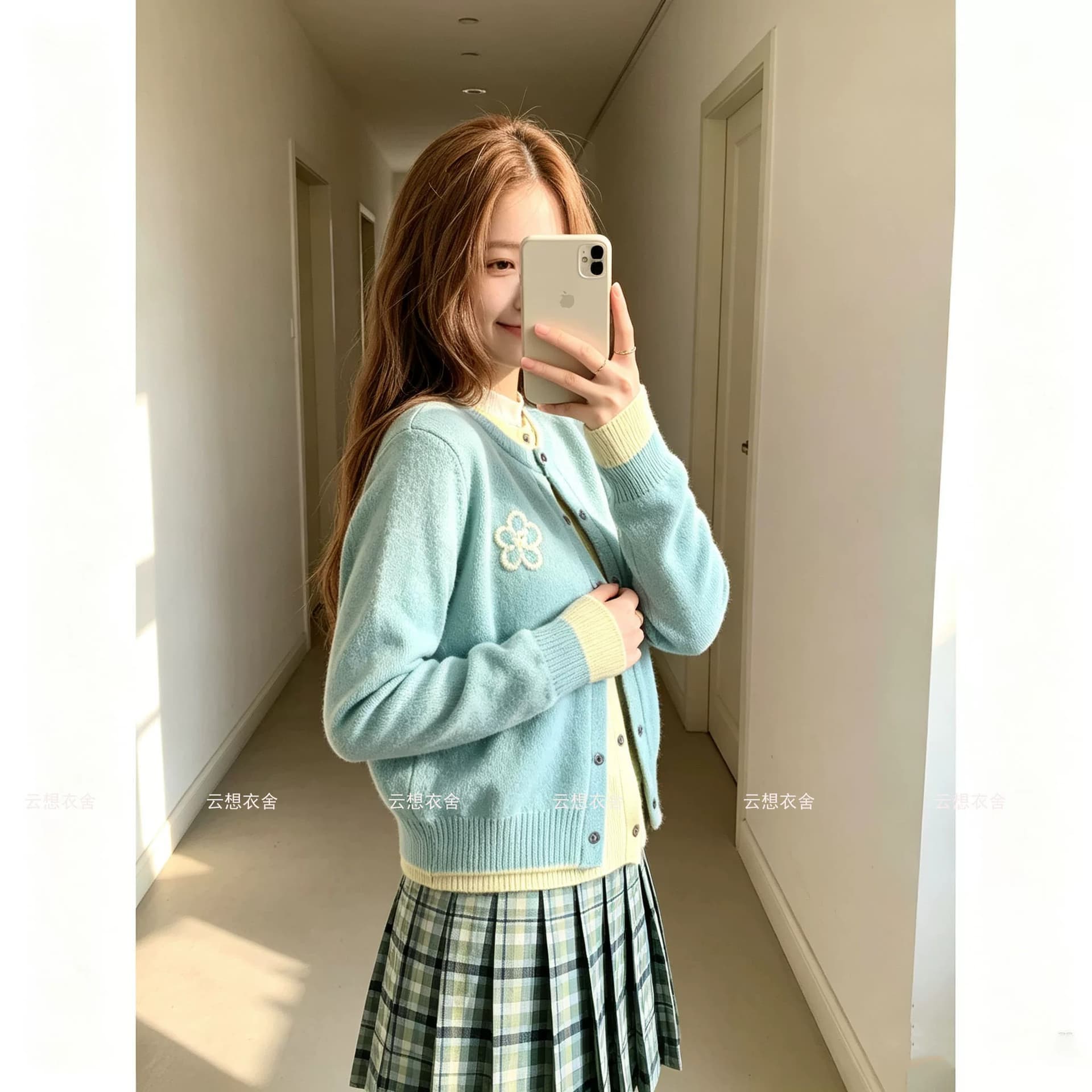 한 부서 느긋한 센스 이른 가을 배색 페이크 레이어드 스웨터 오픈 가디건 여성 가을 새로운 인사이드 가져 가라. 수 있습니다. 외출용 니트 스웨터 재킷 상세 이미지 4