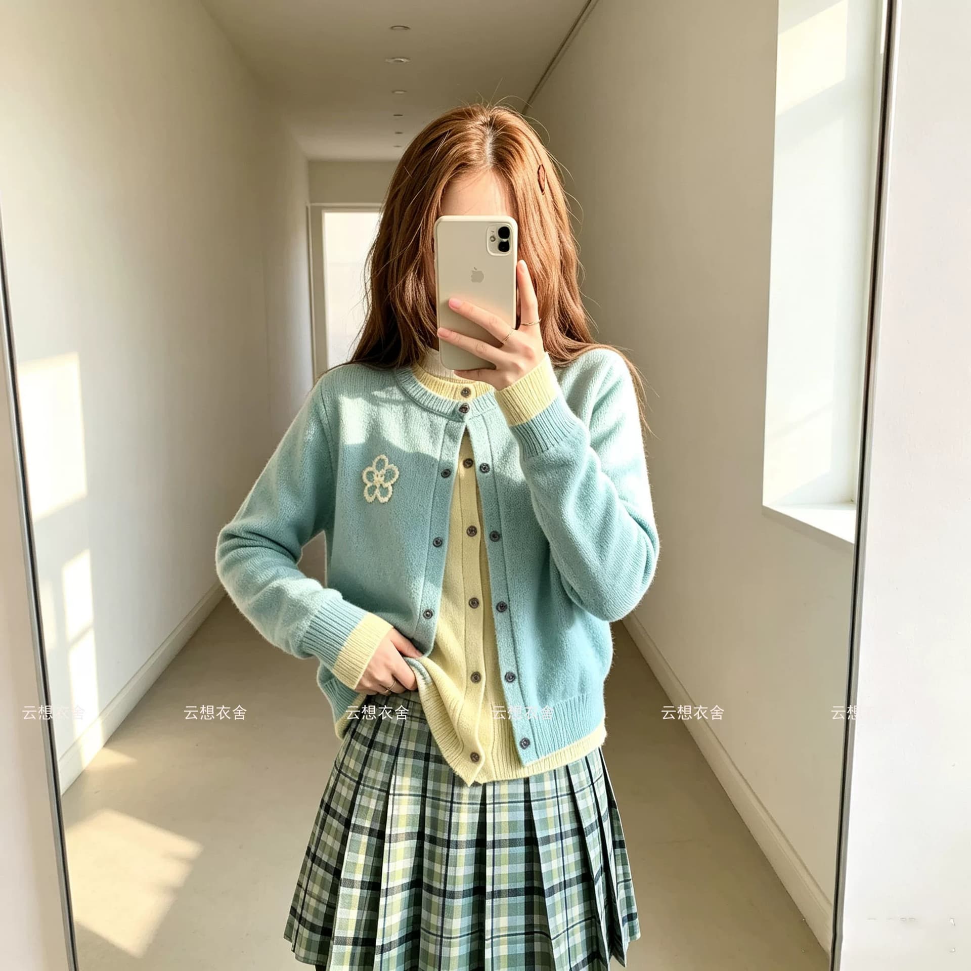 한 부서 느긋한 센스 이른 가을 배색 페이크 레이어드 스웨터 오픈 가디건 여성 가을 새로운 인사이드 가져 가라. 수 있습니다. 외출용 니트 스웨터 재킷 상세 이미지 8