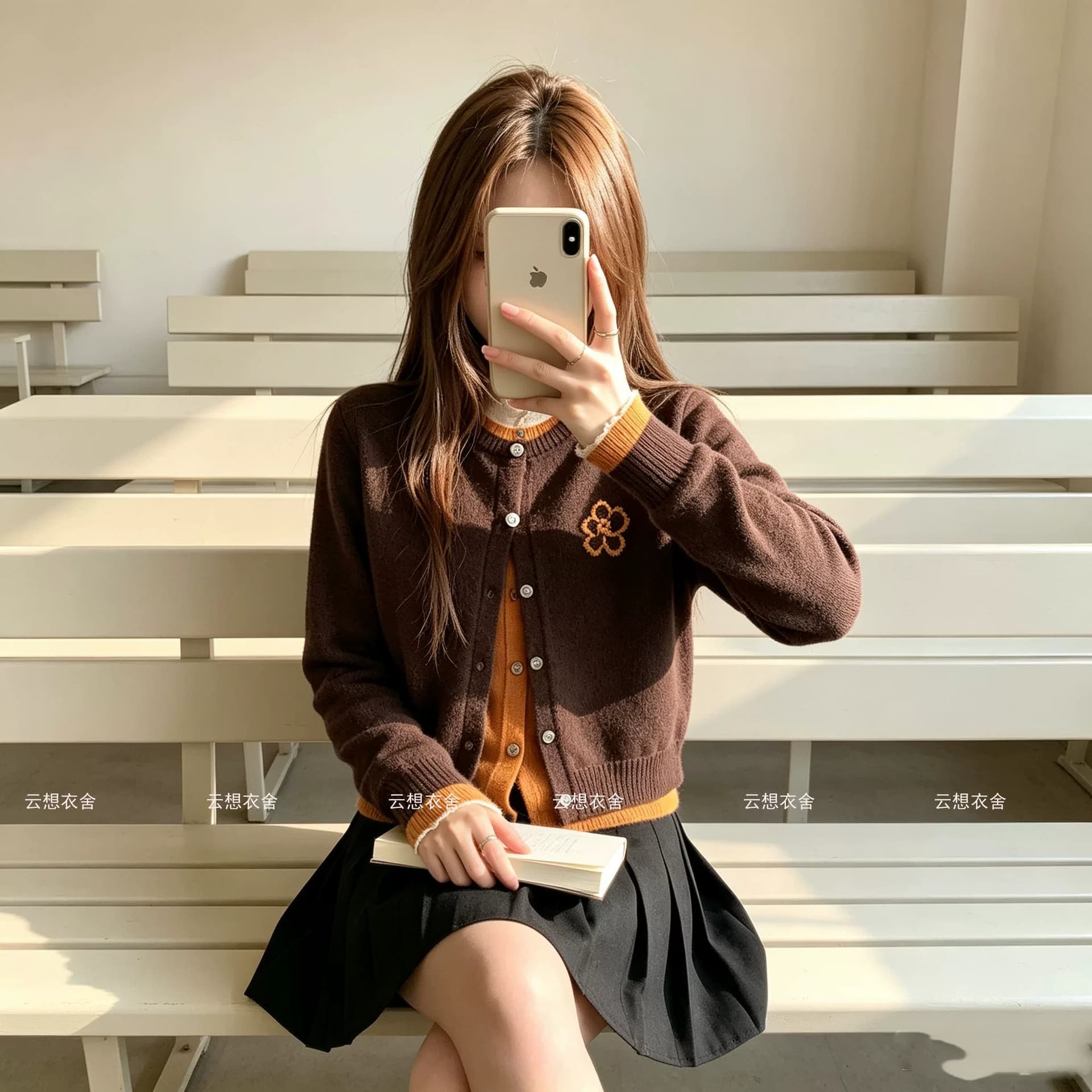한 부서 느긋한 센스 이른 가을 배색 페이크 레이어드 스웨터 오픈 가디건 여성 가을 새로운 인사이드 가져 가라. 수 있습니다. 외출용 니트 스웨터 재킷 상세 이미지 11