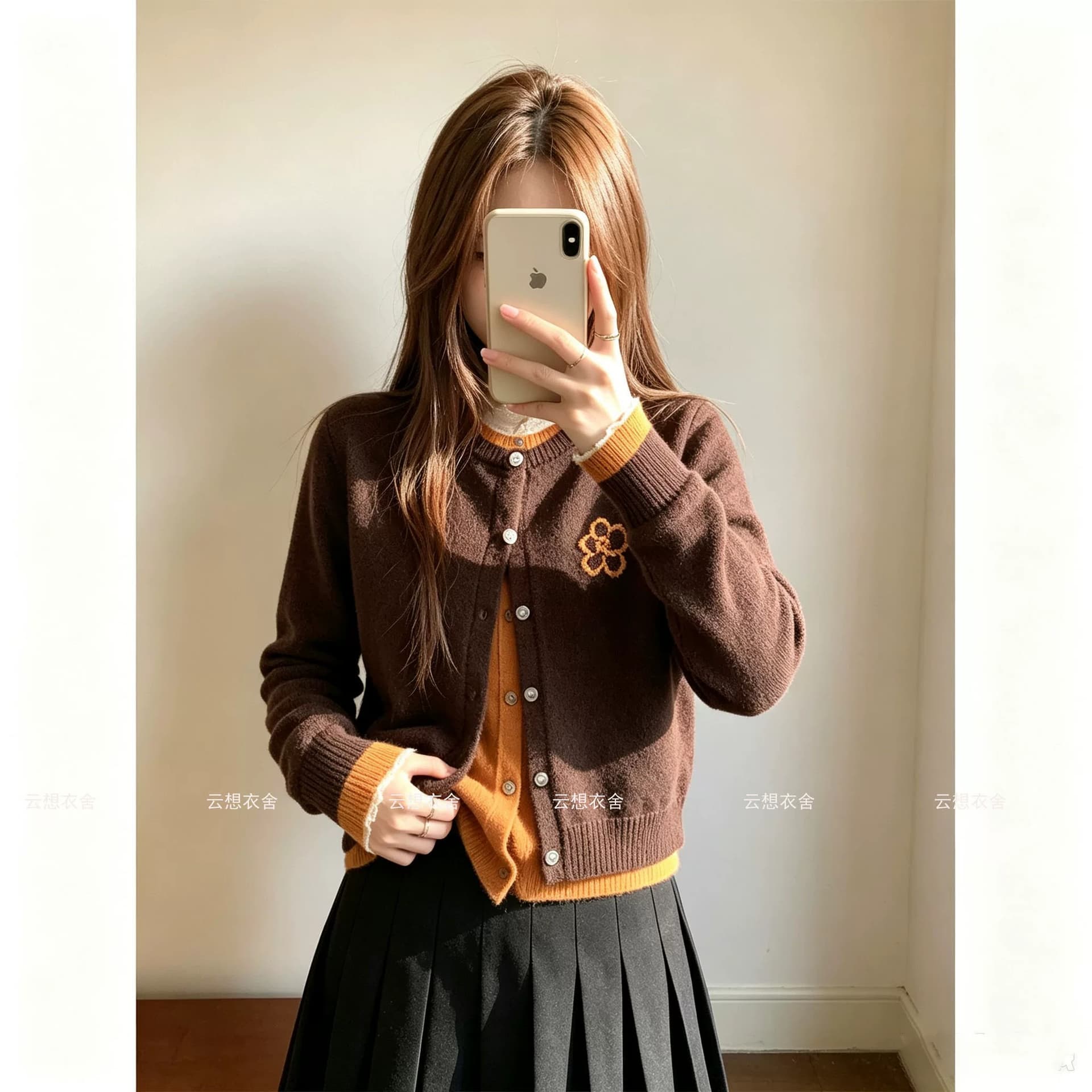 한 부서 느긋한 센스 이른 가을 배색 페이크 레이어드 스웨터 오픈 가디건 여성 가을 새로운 인사이드 가져 가라. 수 있습니다. 외출용 니트 스웨터 재킷 상세 이미지 13