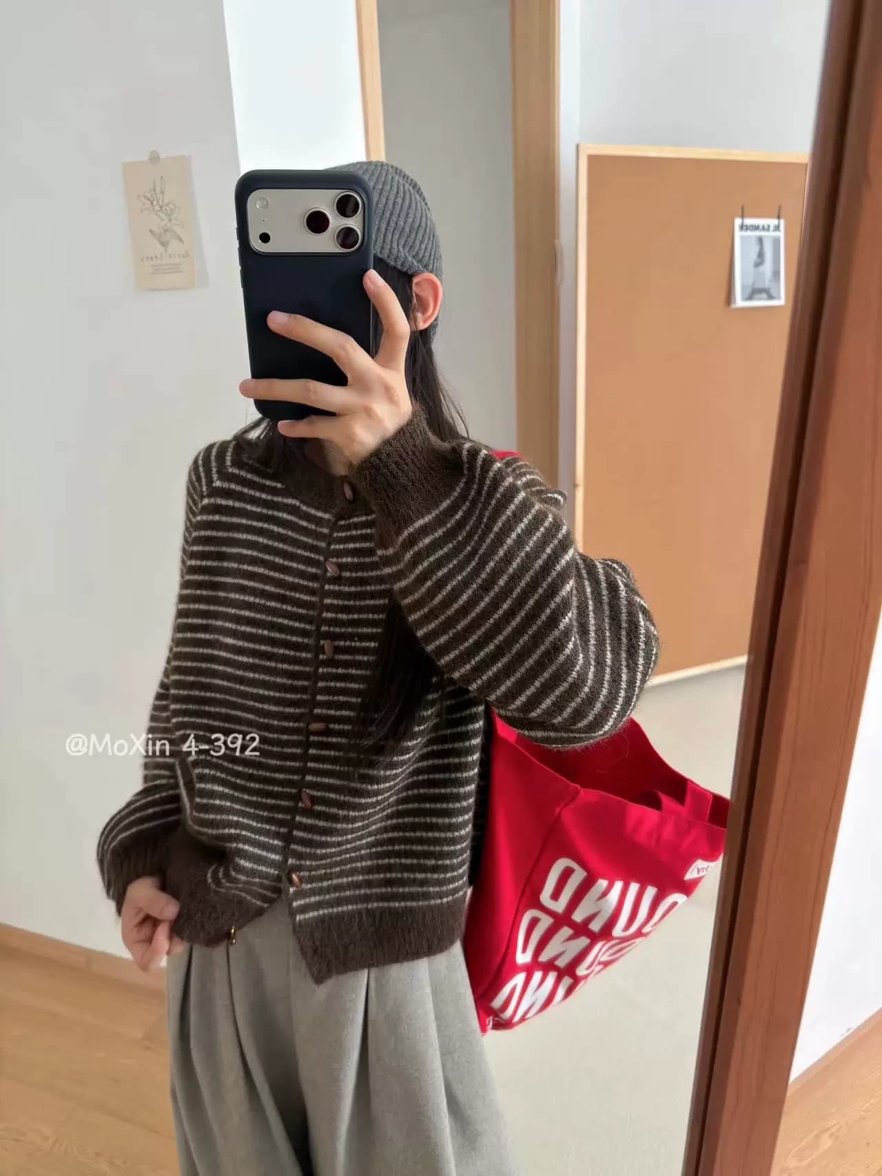 한국 chic 레트로 스트라이프 니트 오픈 가디건 여성 가을 새로운 루즈핏 다용도 스웨터 코트 고급 센스 맨위 이미지 2