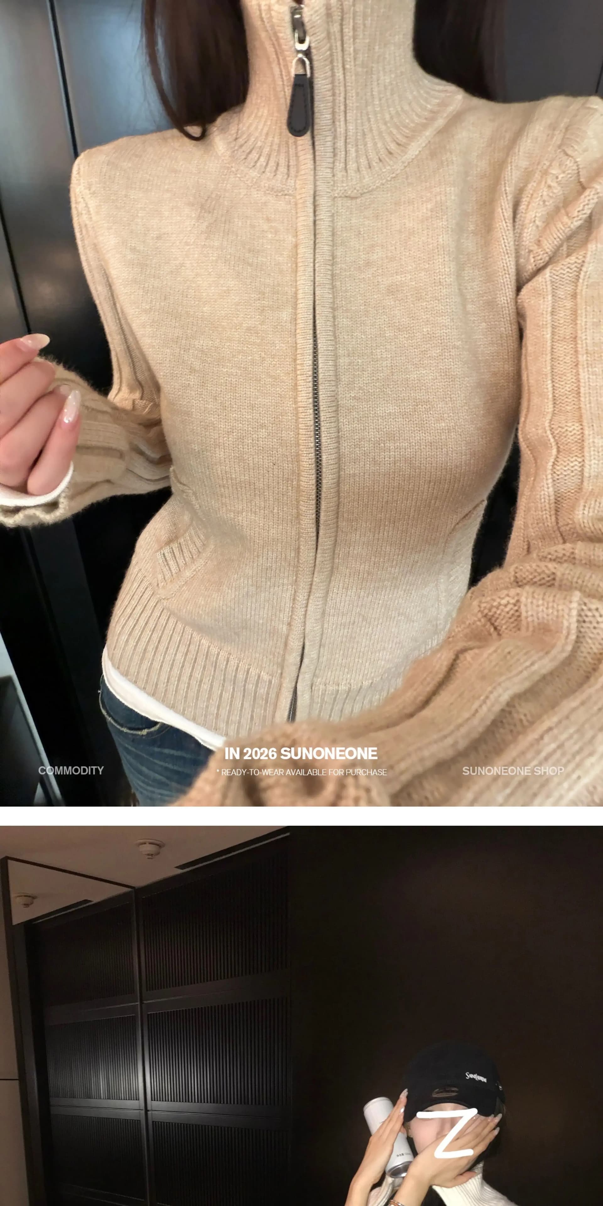 스탠드 칼라 리브 구덩이 기사 파란색 니트 오픈 가디건 여성 코트 봄 새로운 몸매 가꾸기 슬림해 보이는 스웨터 상세 이미지 25