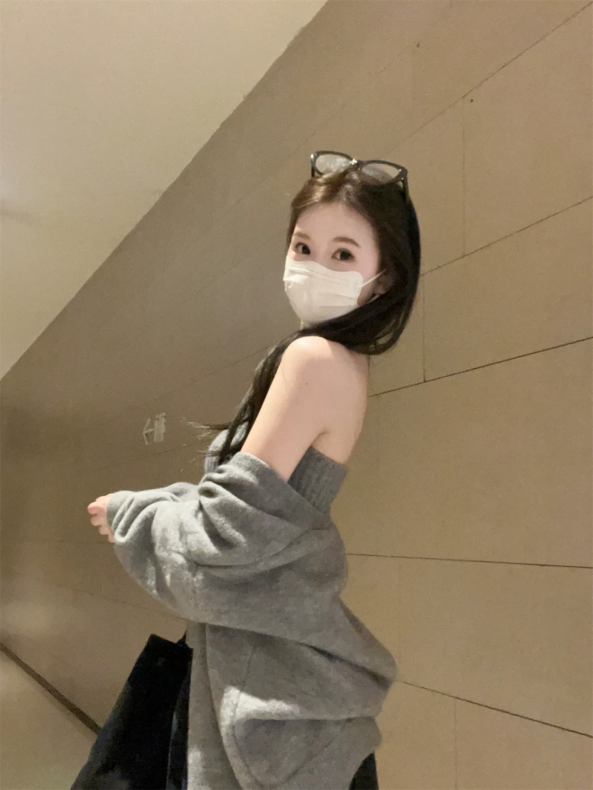 가을 겨울 한국 스타일 품격 행침 목 투피스 세트 북극 플러시 니트 스웨터 스웨터 코트 맨위 여성 상세 이미지 20